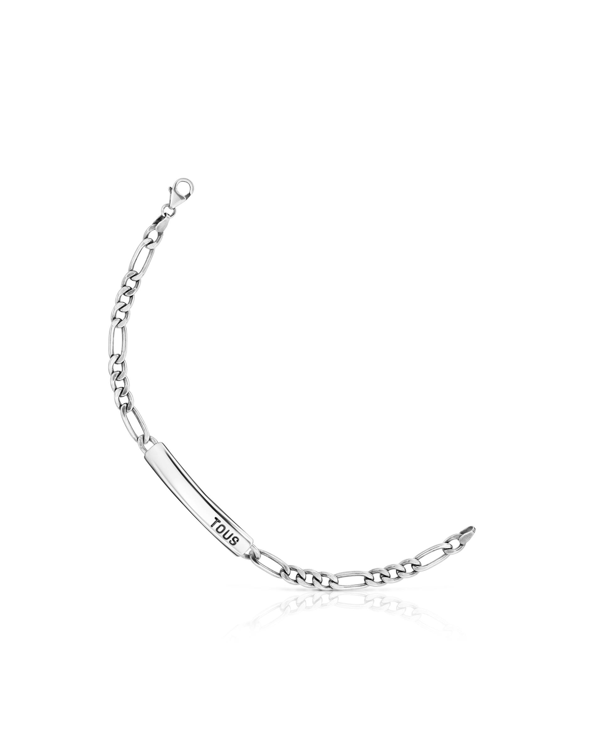 Pulseira Tous Man com Corrente Barbada de Prata Envelhecida Prateado-1