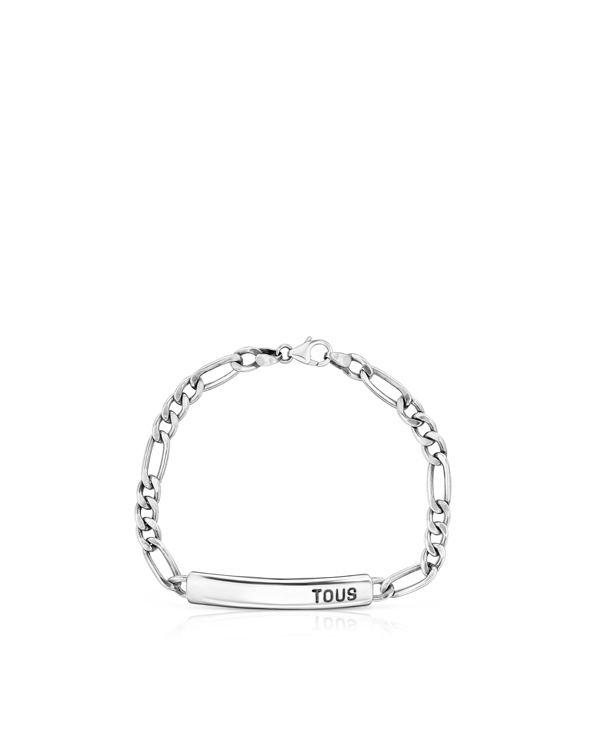 Pulseira Tous Man com Corrente Barbada de Prata Envelhecida Prateado-2