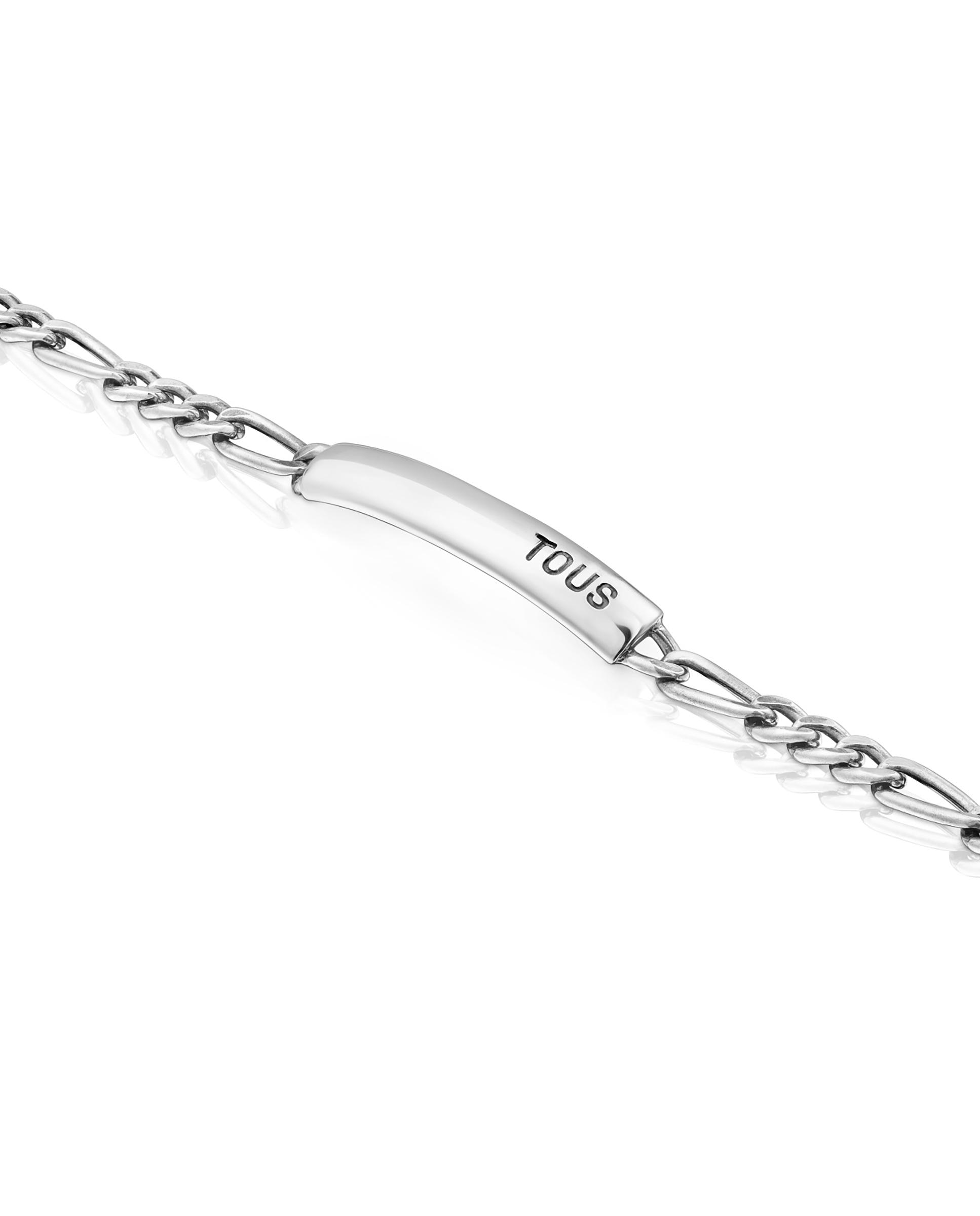Pulseira Tous Man com Corrente Barbada de Prata Envelhecida Prateado-3