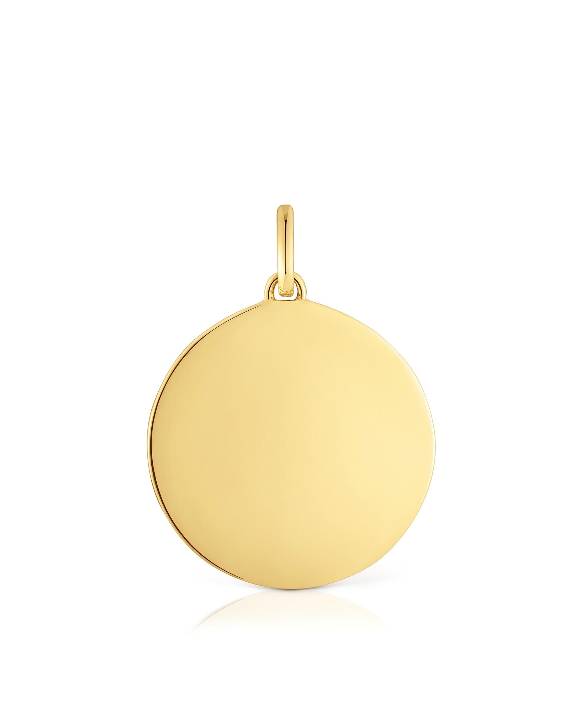 Pendente Daisy Medalha Banhada em Ouro de 18 Kt Sobre Prata e Gemas Ouro-4