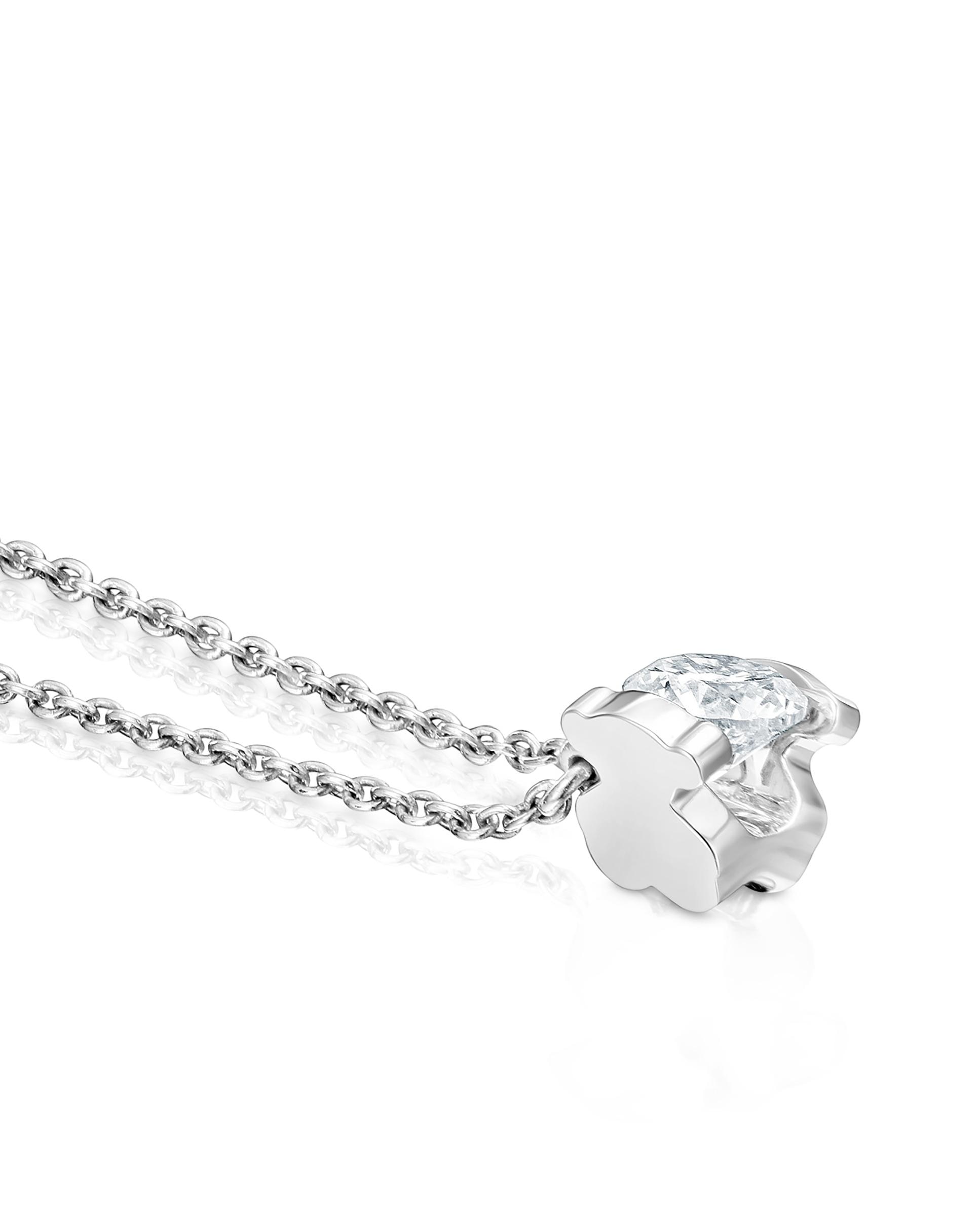 Colar Sweet Diamonds Lgd de Platina com Diamante Tamanho Brilhante Criado em Laboratório 0,25 Ct Prata-2
