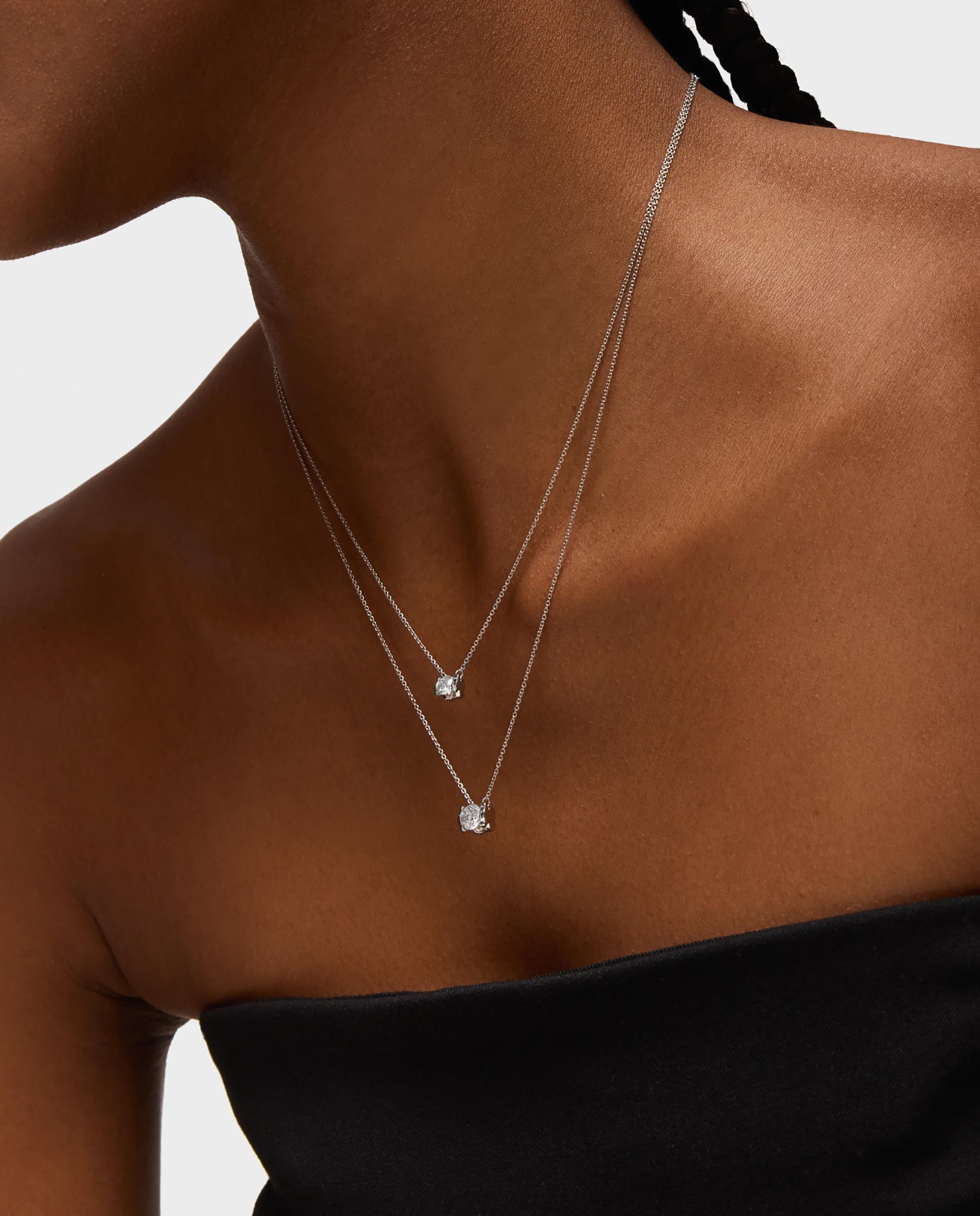 Colar Sweet Diamonds Lgd de Platina com Diamante Tamanho Brilhante Criado em Laboratório 0,25 Ct Prata-4