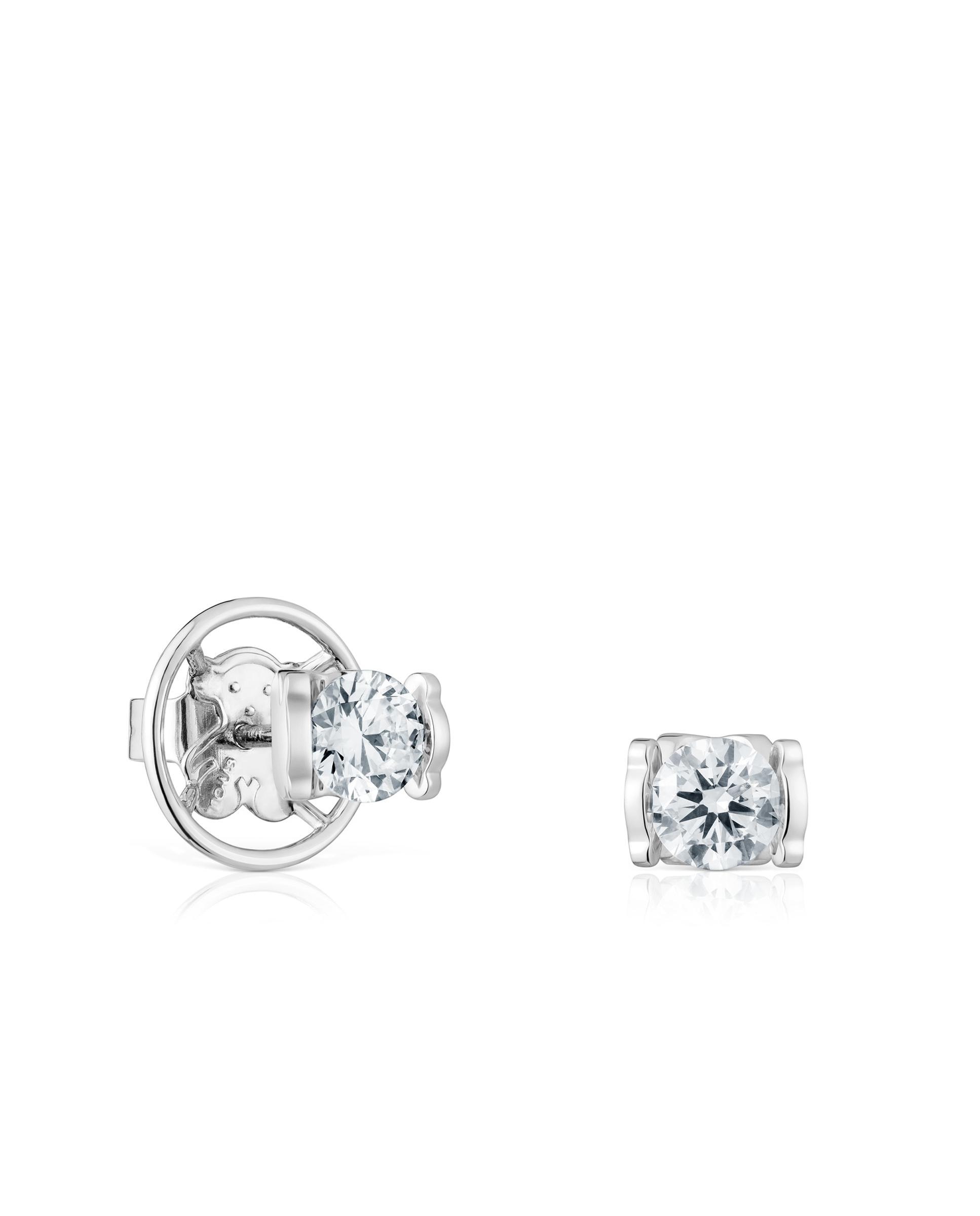 Brincos Sweet Diamonds Lgd Curtos de Platina com Diamantes Criados em Laboratório 1,00 Ct Prata-1