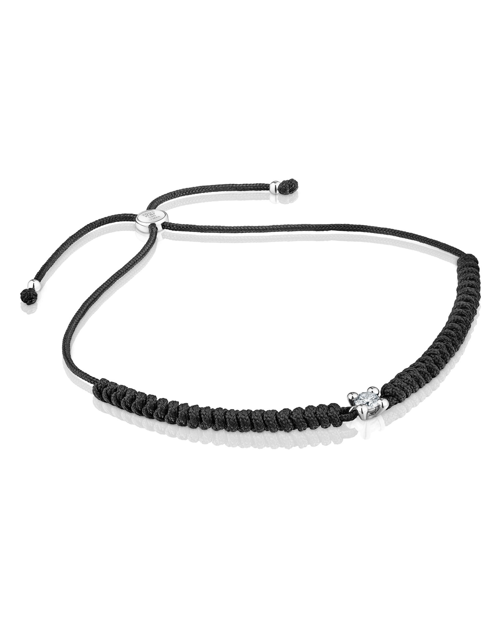 Pulseira Shine Lgd de Platino com Diamante Criado em Laboratório e Nylon em Preto Multicolor-1
