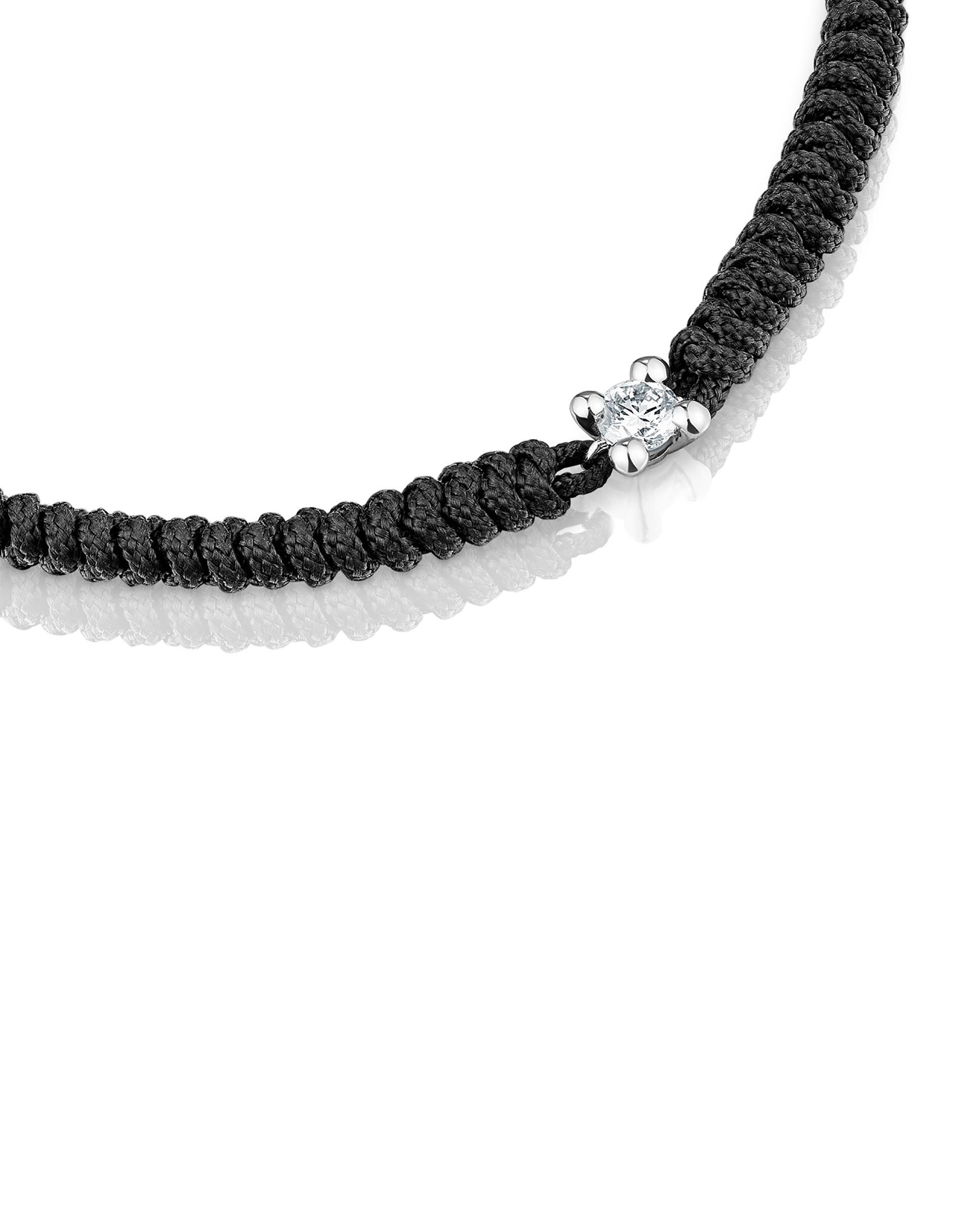 Pulseira Shine Lgd de Platino com Diamante Criado em Laboratório e Nylon em Preto Multicolor-3