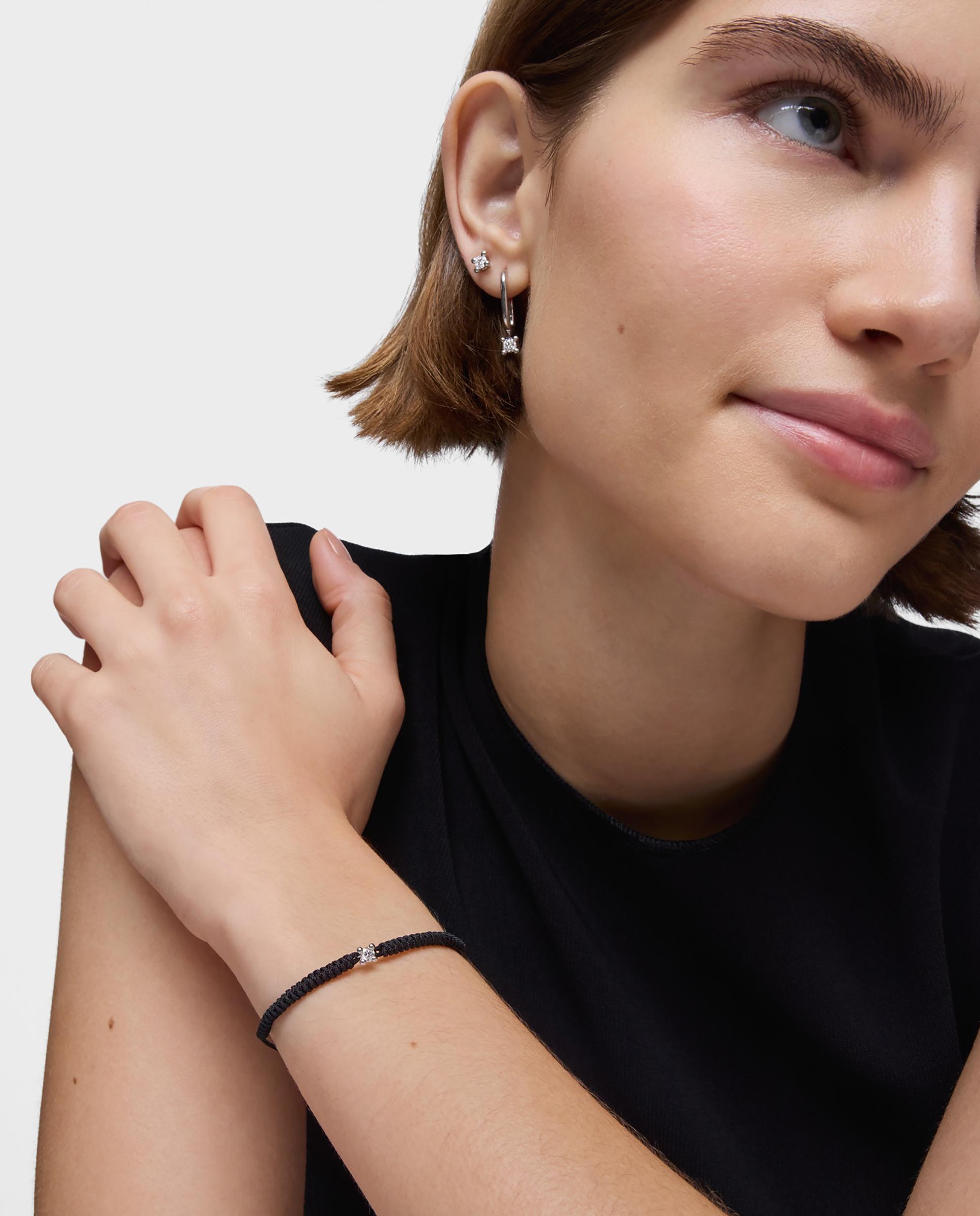 Pulseira Shine Lgd de Platino com Diamante Criado em Laboratório e Nylon em Preto Multicolor-4