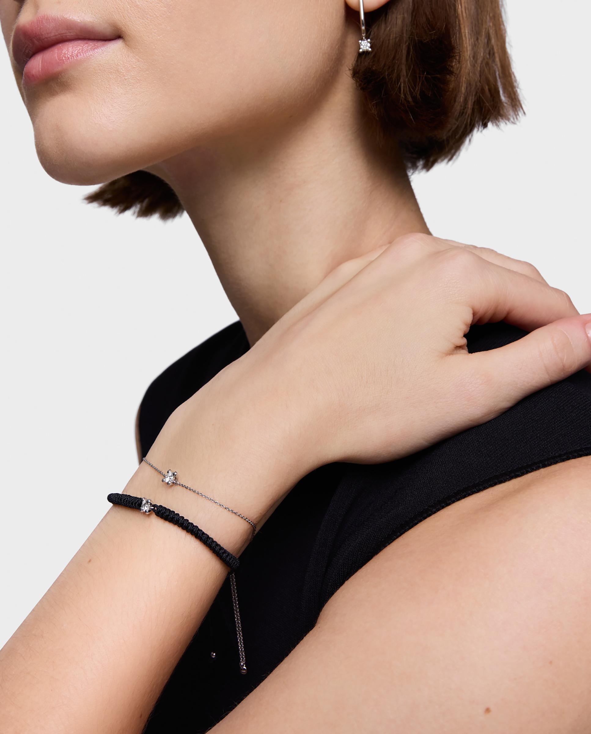 Pulseira Shine Lgd de Platino com Diamante Criado em Laboratório e Nylon em Preto Multicolor-5