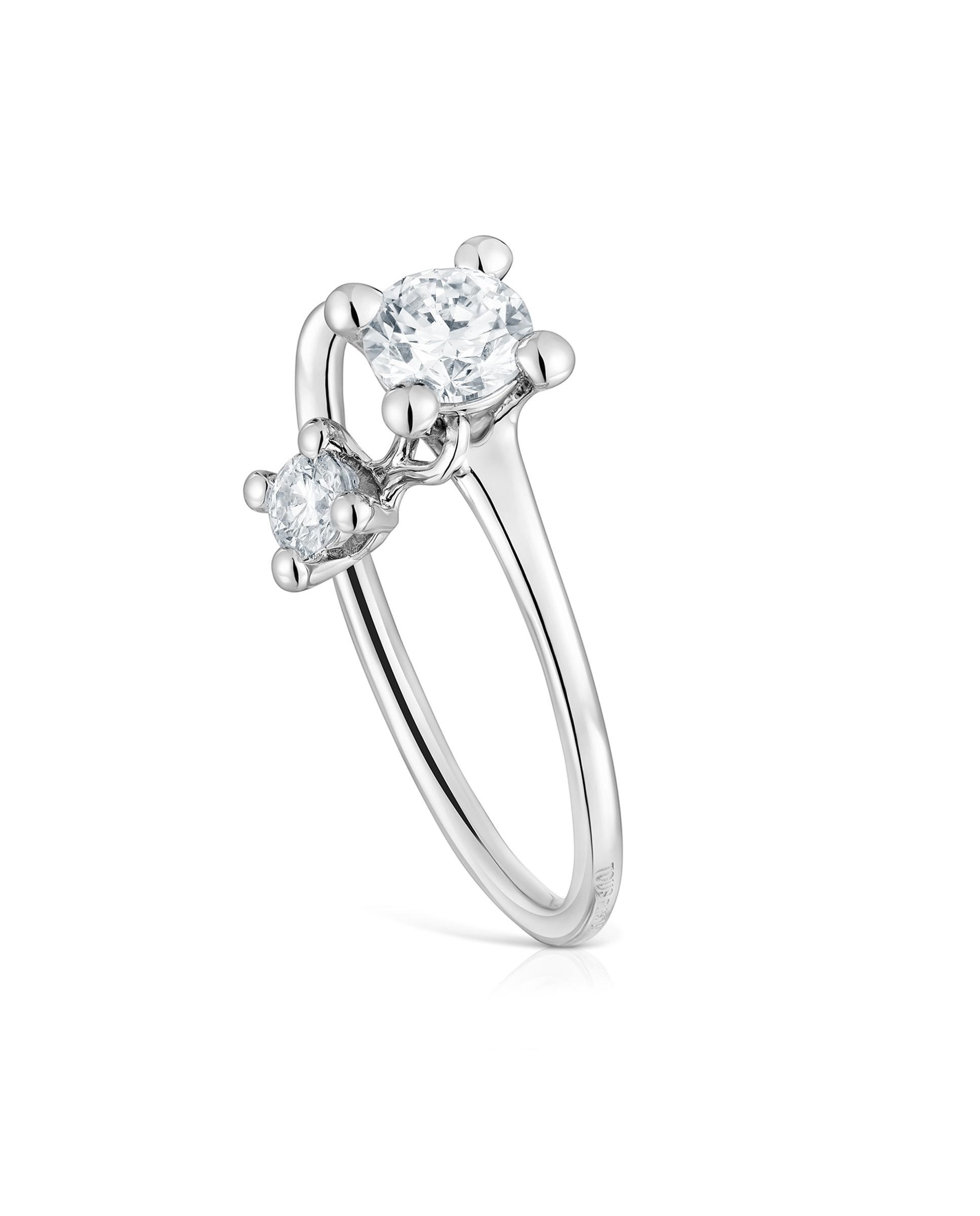 Anel Solitário Shine Lgd com Pendentes de Platina de Diamantes Criados em Laboratório 0,45 Ct Branco-1