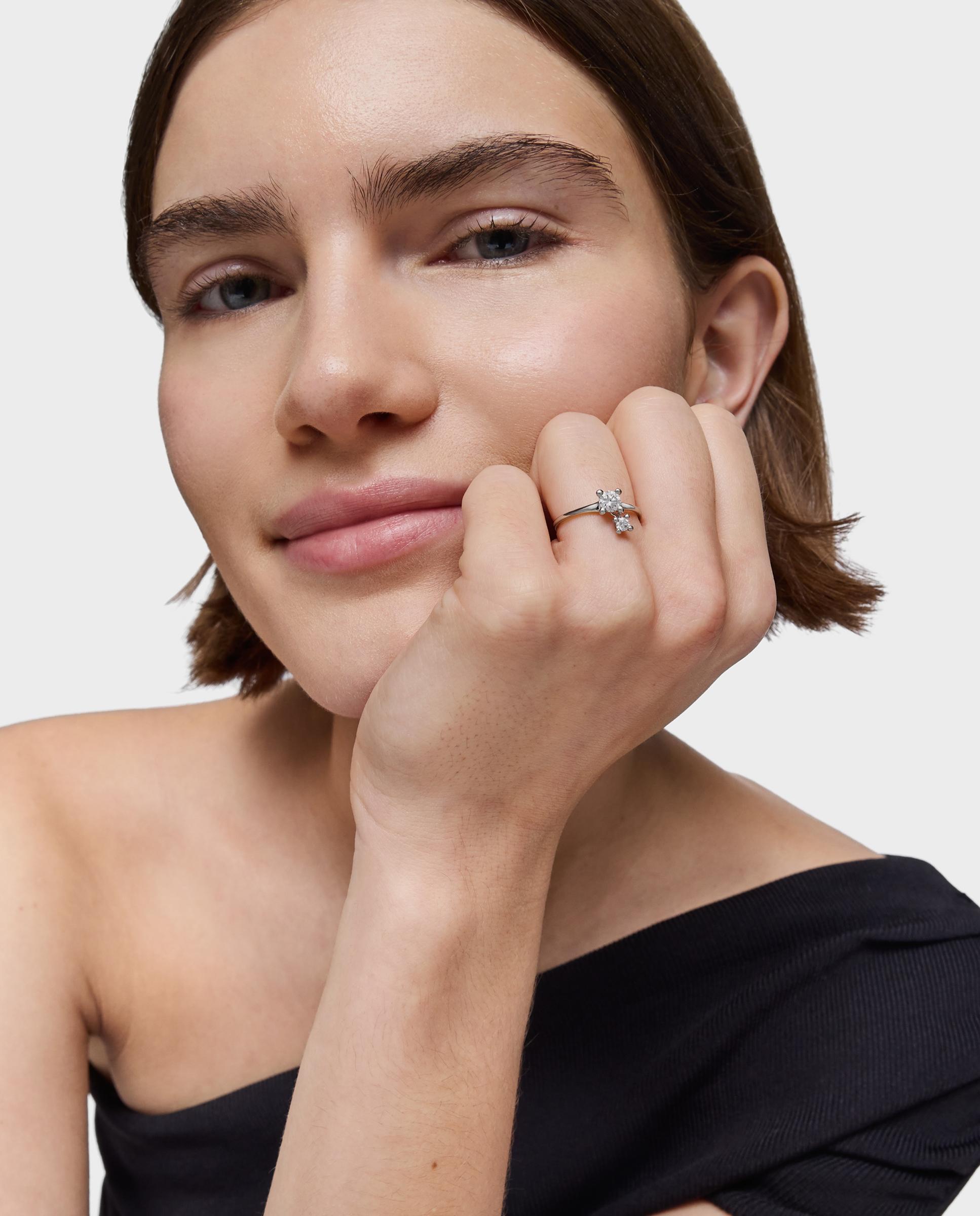 Anel Solitário Shine Lgd com Pendentes de Platina de Diamantes Criados em Laboratório 0,45 Ct Branco-5