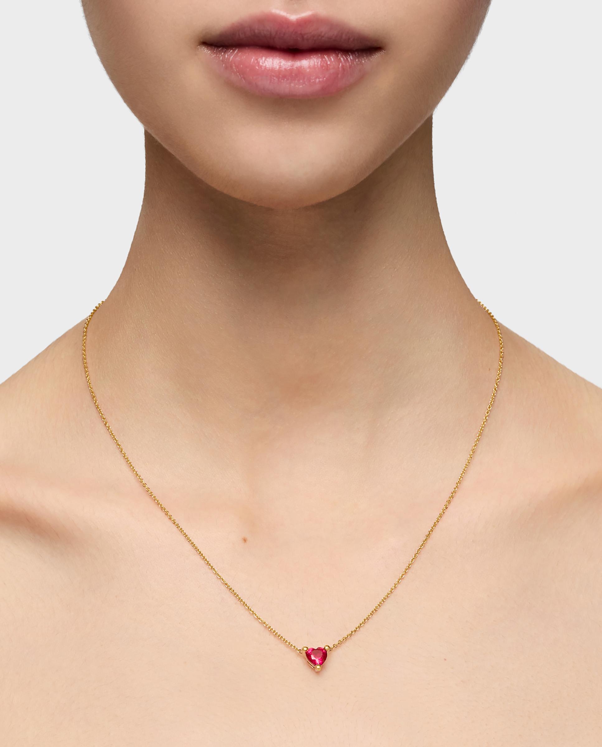 Colar Garden Of Love Lgg Curto com Banho de Ouro 18 Kt Sobre Prata e Rubi Criado em Laboratório Vermelho-5