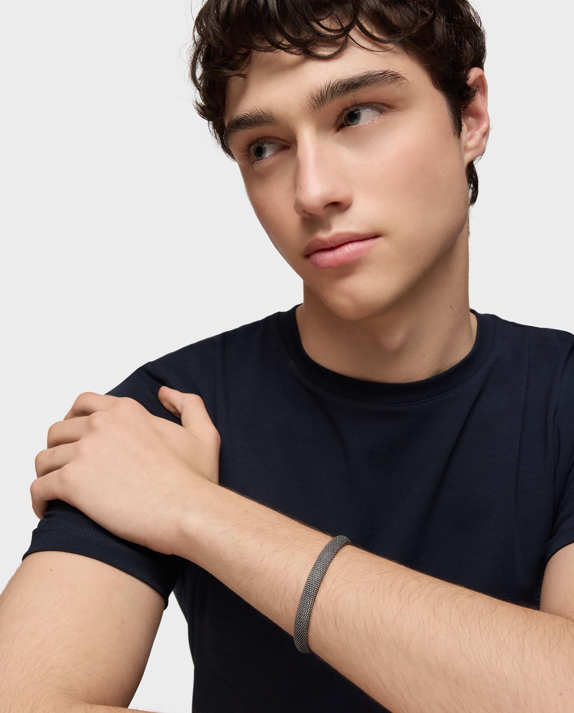 Pulseira Tous Man Escrava de Prata Envelhecida com Textura Prateado-5