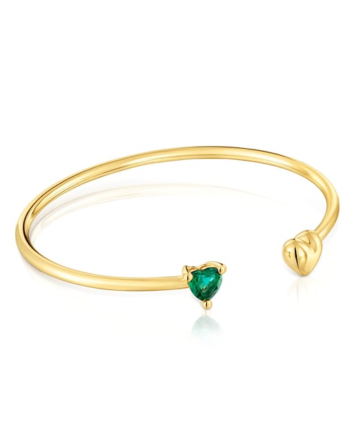 Imagem 0 de Pulseira Escrava Garden Of Love LGG Banhada em Ouro 18 kt sobre Prata e Esmeralda Criada em Laboratório