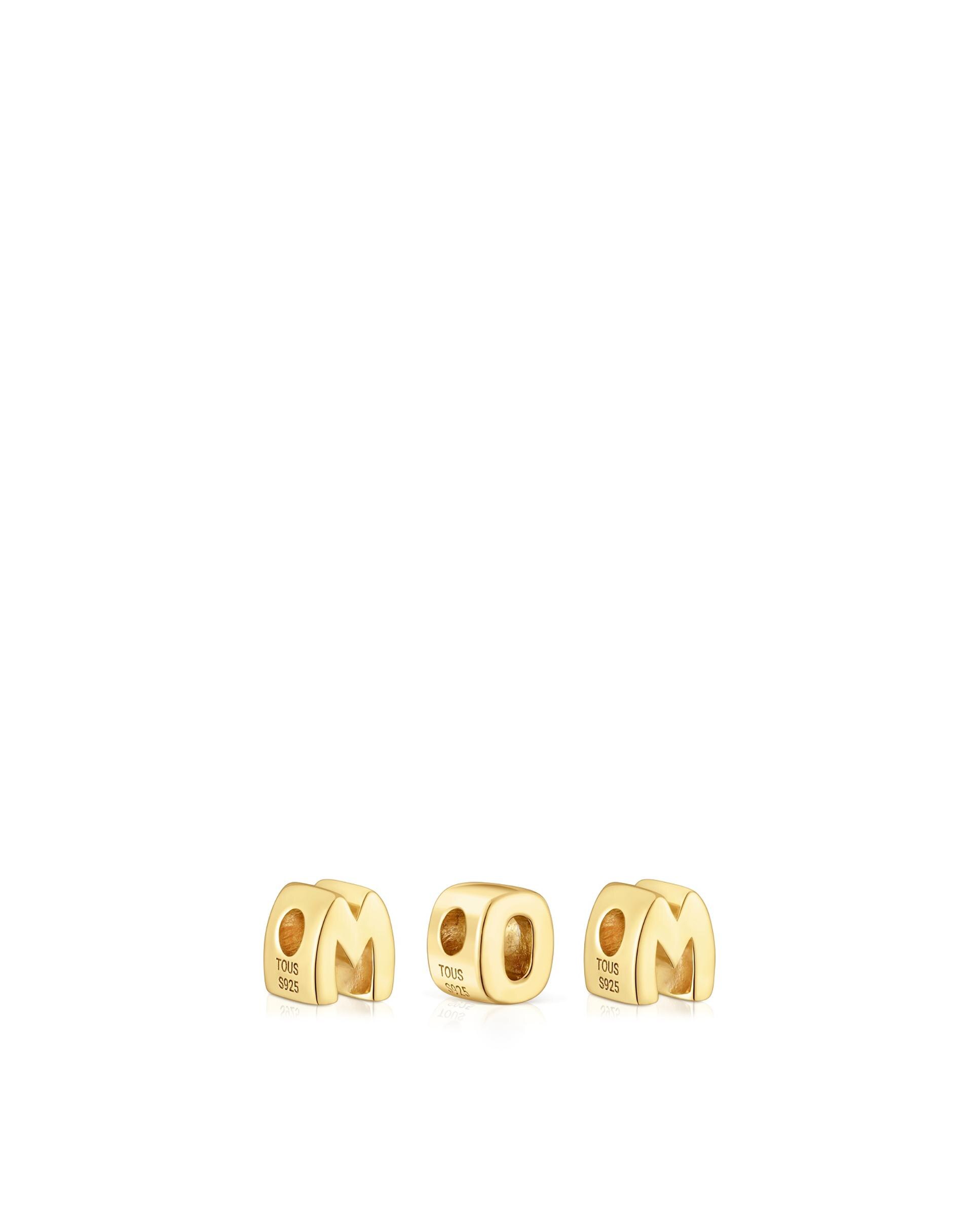Pendente de Três Letras Tous Mom de Prata Dourado-3