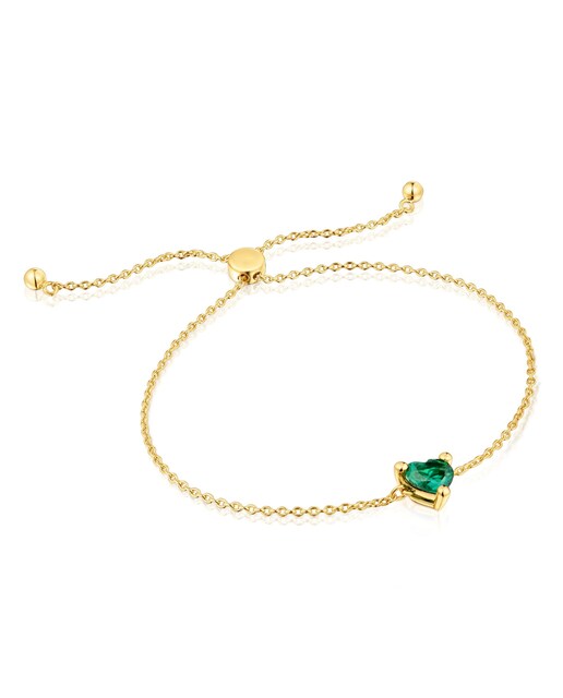 Imagem 0 de Pulseira Corrente Garden Of Love LGG com Banho de Ouro 18 kt sobre Prata e Esmeralda Criada em Laboratório