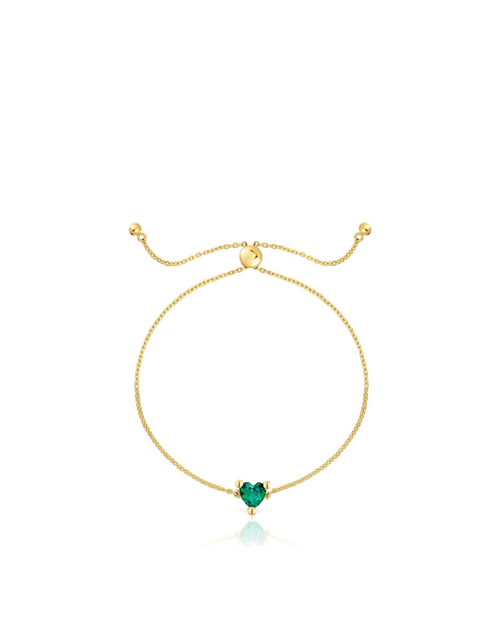 Pulseira Corrente Garden Of Love LGG com Banho de Ouro 18 kt sobre Prata e Esmeralda Criada em Laboratório Verde-2
