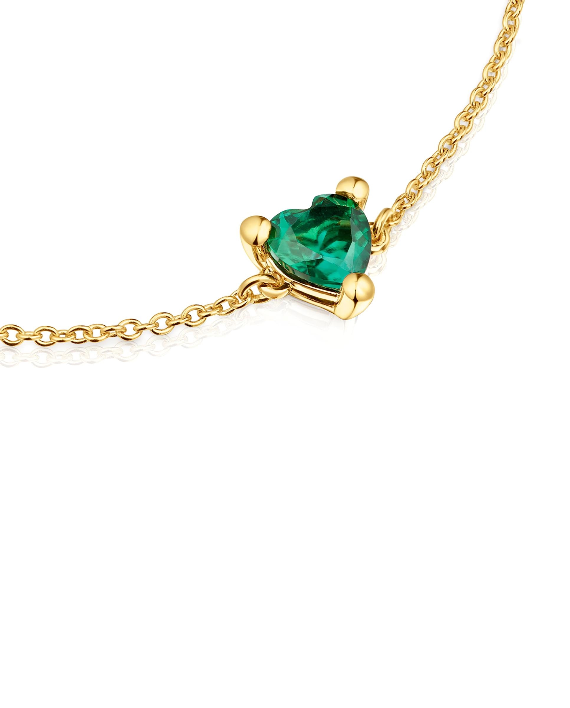 Pulseira Corrente Garden Of Love LGG com Banho de Ouro 18 kt sobre Prata e Esmeralda Criada em Laboratório Verde-3