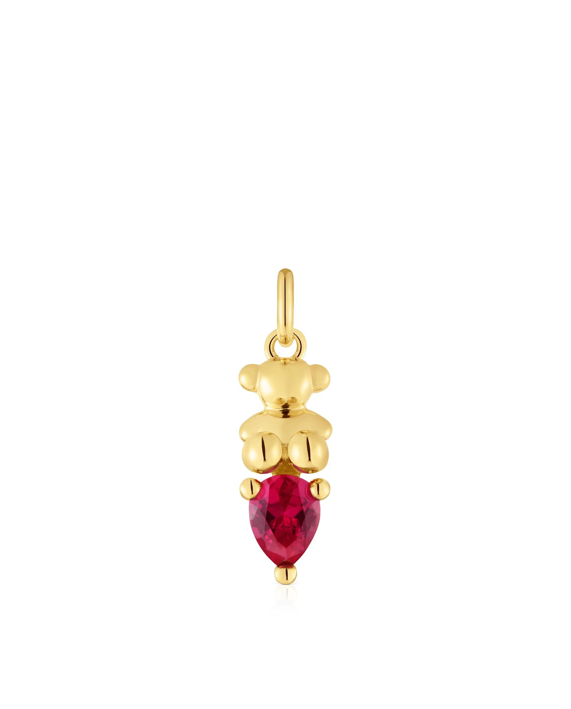 Imagem 0 de Pendentes Bold Bear Lgg Pequeno com Osobanho em Ouro 18 Kt Sobre Prata e Rubi Criado em Laboratório