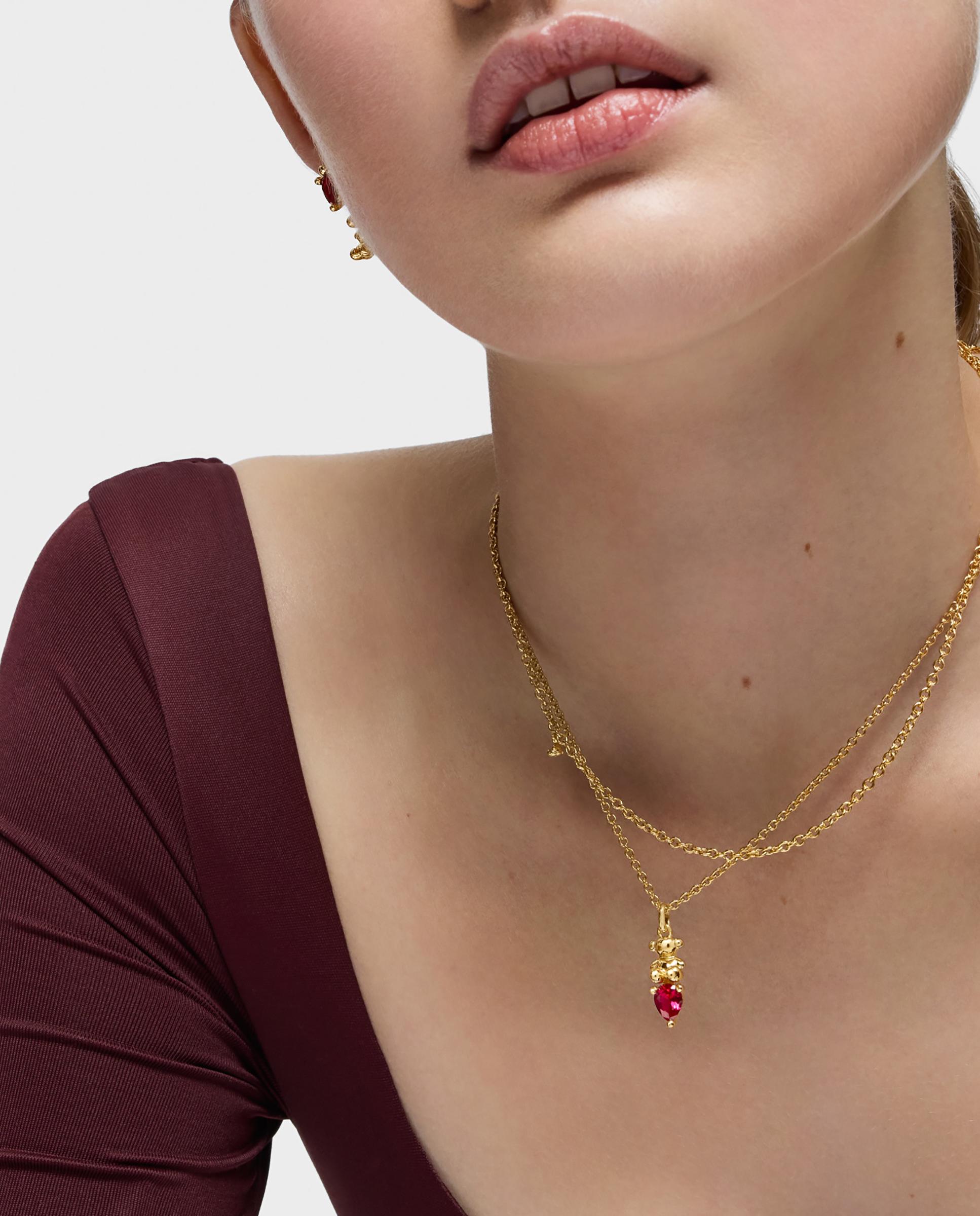 Pendentes Bold Bear Lgg Pequeno com Osobanho em Ouro 18 Kt Sobre Prata e Rubi Criado em Laboratório Vermelho-5