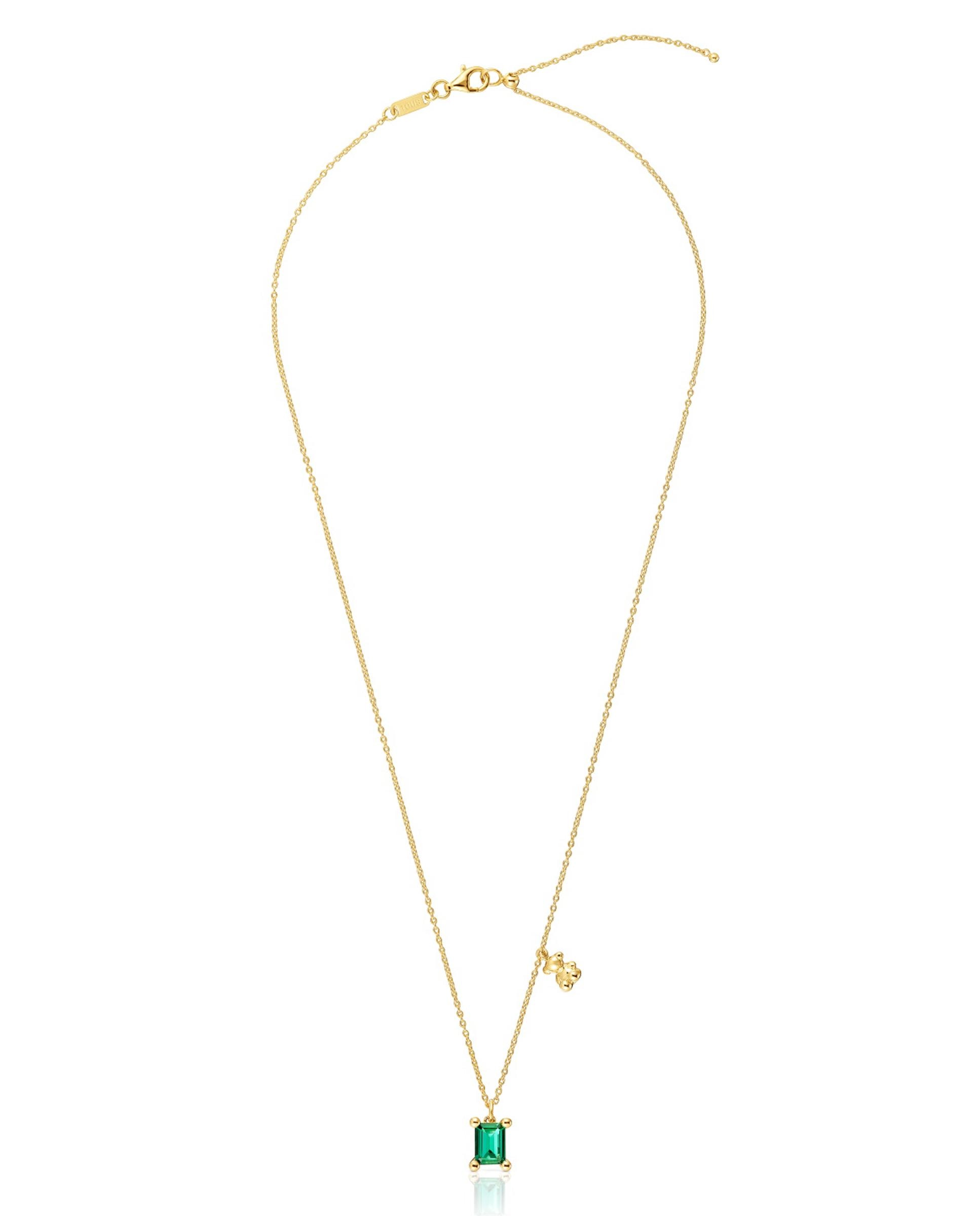 Imagem 0 de Colar Bold Bear Lgg Curto com Urso Banhado em Ouro 18 Kt Sobre Prata e Esmeralda Criada em Laboratório