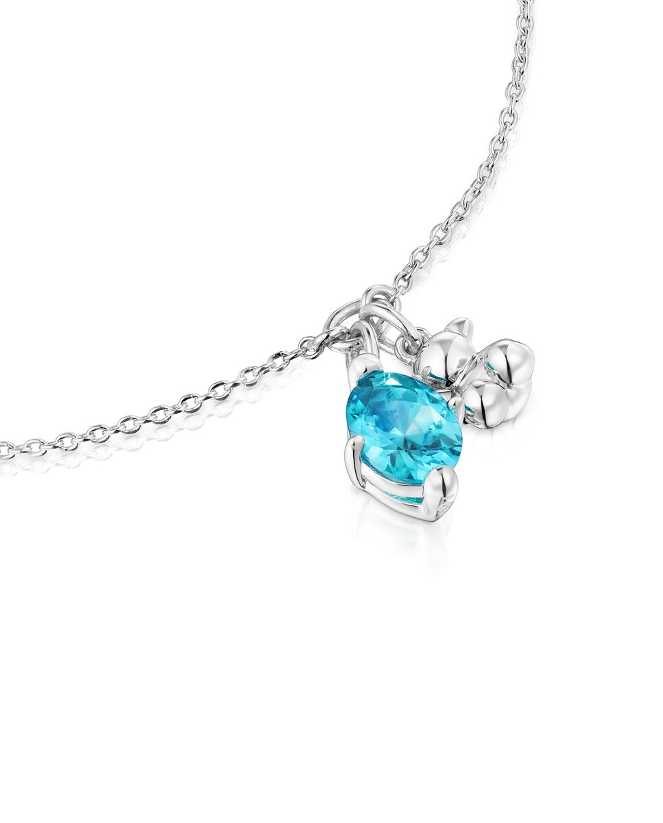 Pulseira Bold Bear Lgg Corrente com Urso de Prata e Safira Azul Criada em Laboratório Azul-3