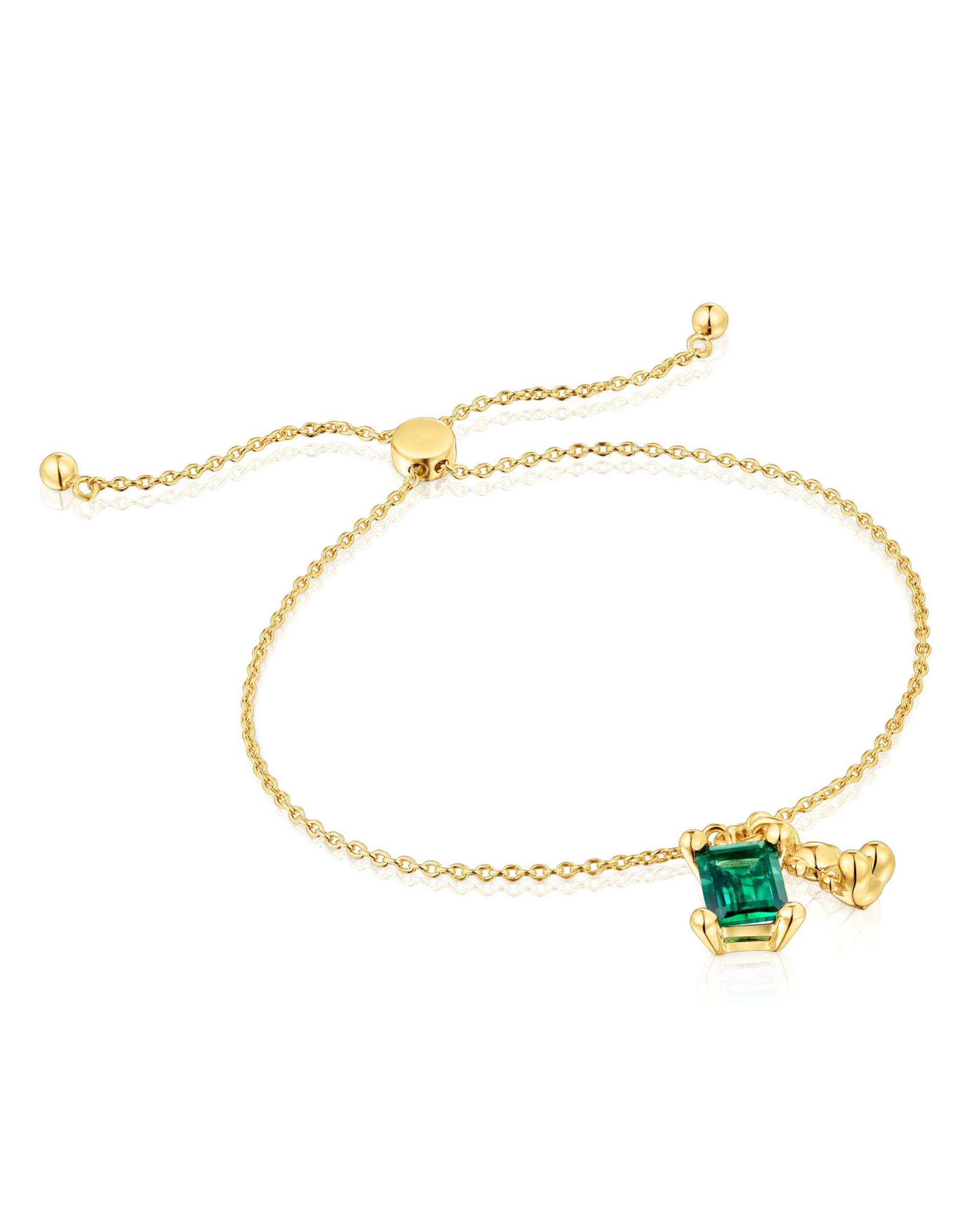 Imagem 0 de Pulseira de Corrente Bold Bear Lgg com Urso Banhado em Ouro 18 Kt Sobre Prata e Esmeralda Criada em Laboratório