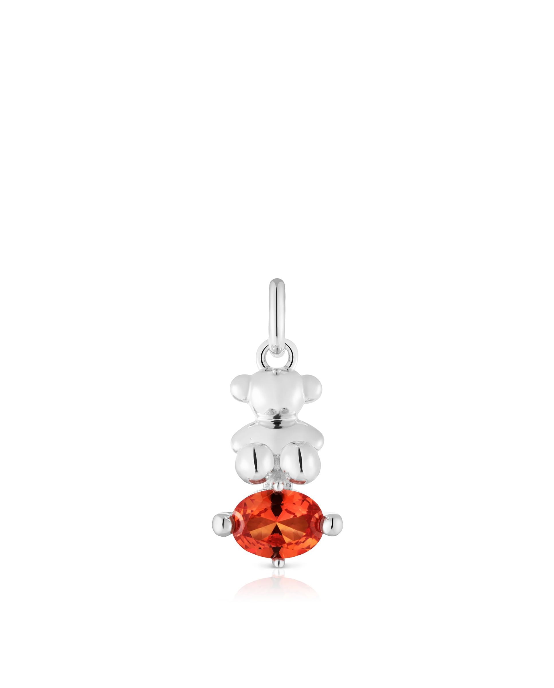 Pendentes Bold Bear Lgg Pequeno com Urso de Prata e Safira Laranja Criada em Laboratório Laranja-1