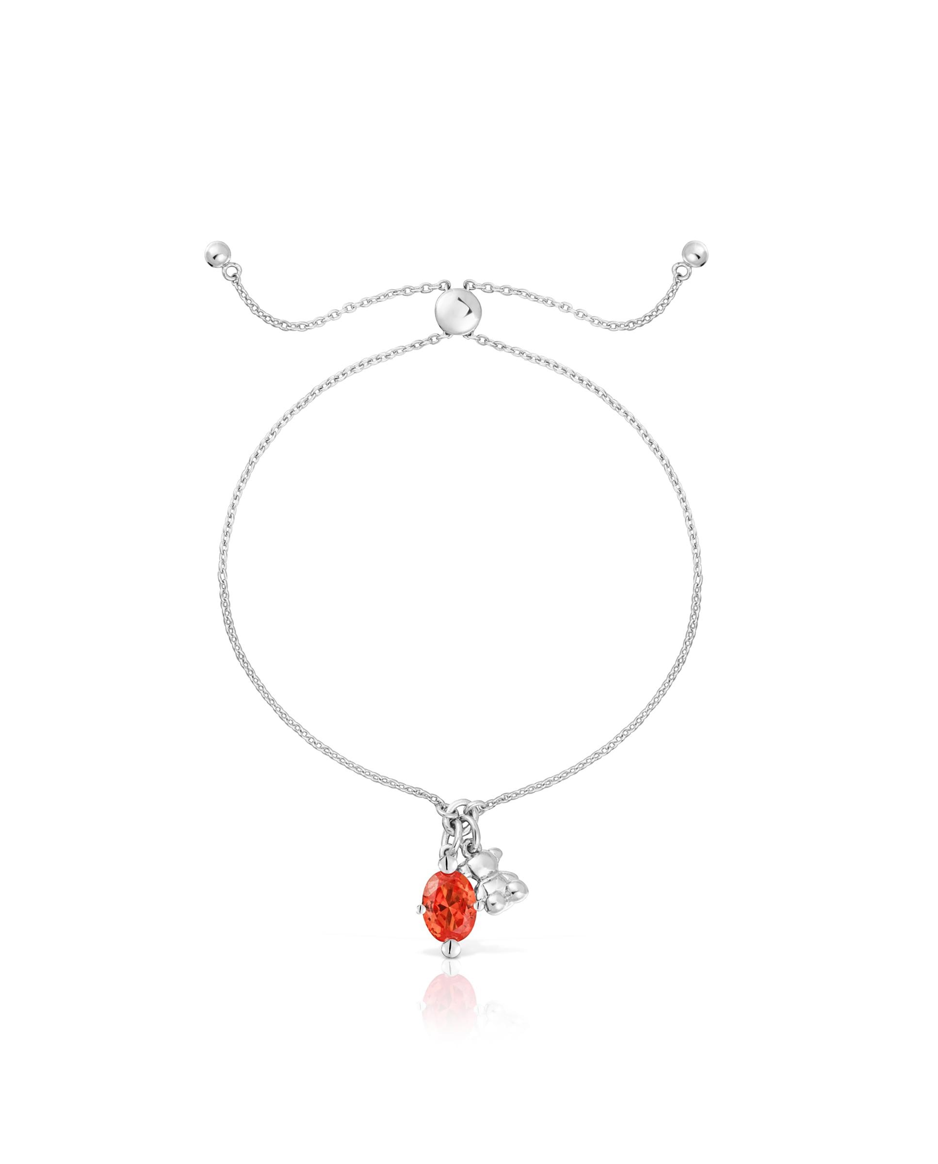 Pulseira de Corrente Bold Bear Lgg com Urso de Prata e Safira em Laranja Criada em Laboratório Laranja-2