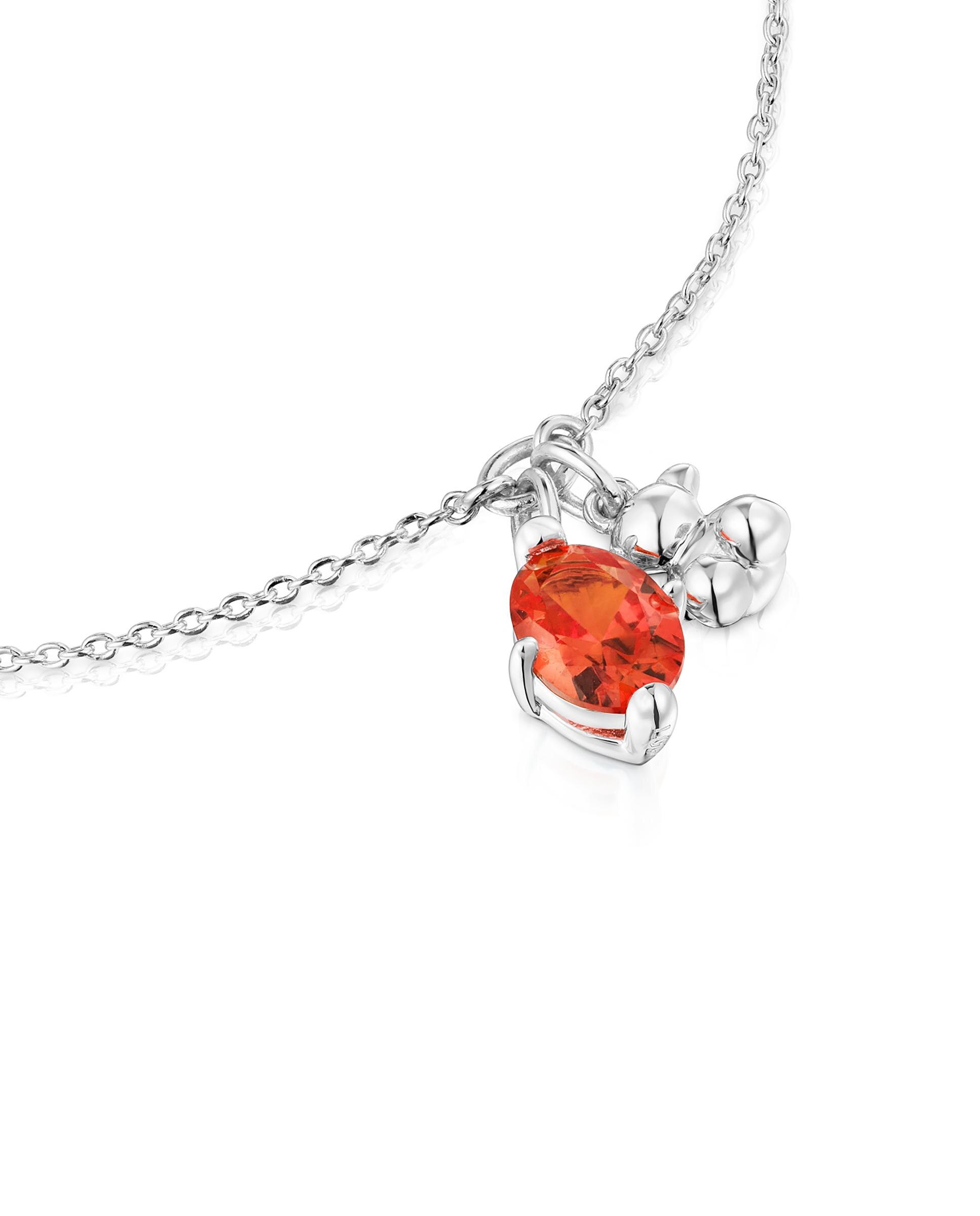 Pulseira de Corrente Bold Bear Lgg com Urso de Prata e Safira em Laranja Criada em Laboratório Laranja-3