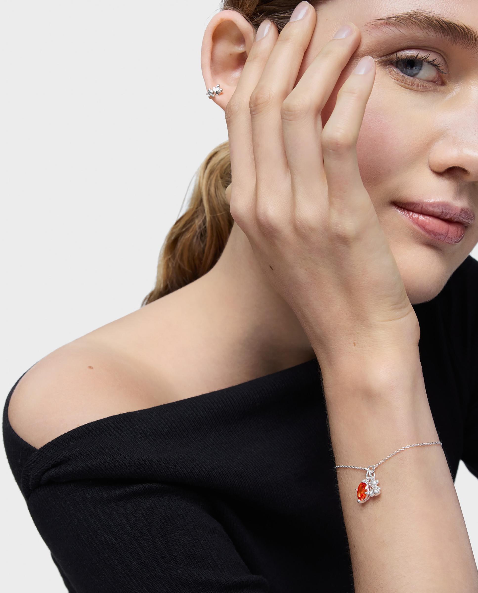 Pulseira de Corrente Bold Bear Lgg com Urso de Prata e Safira em Laranja Criada em Laboratório Laranja-4