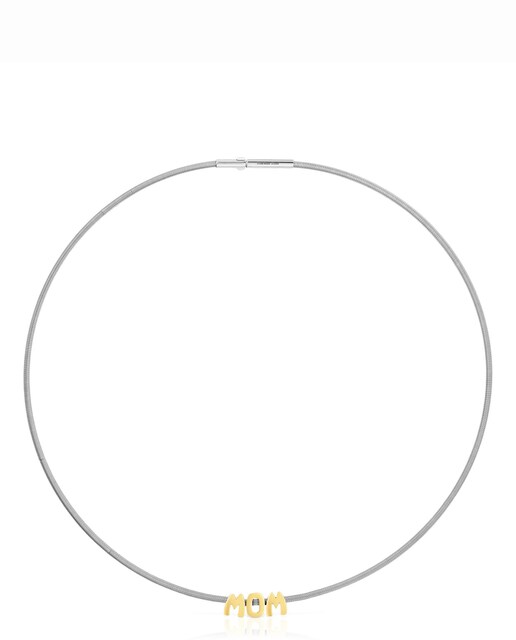 Imagem 0 de Colar Curto Mom de Aço e com Banho de Ouro 18kt sobre Prata
