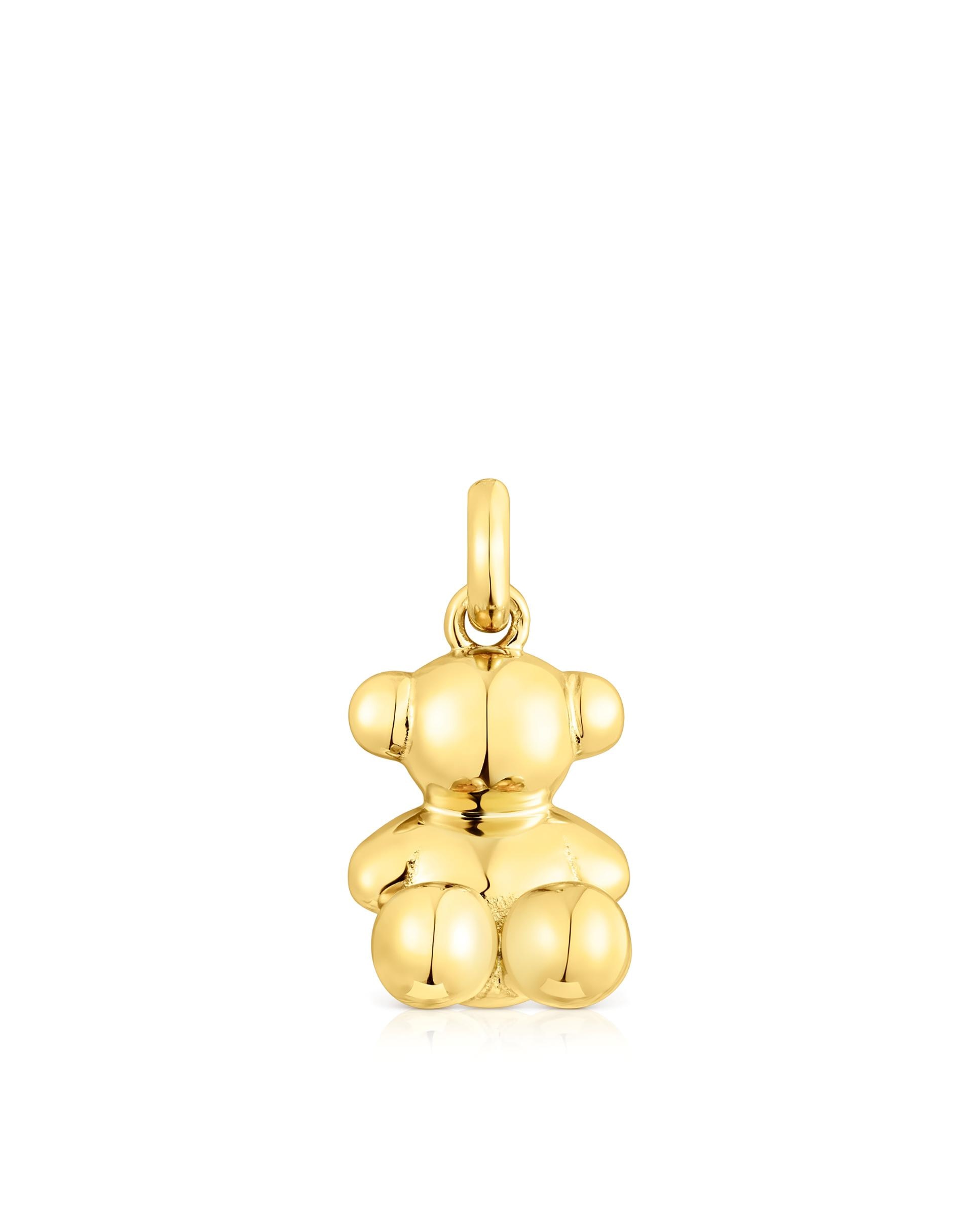 Pendente Bold Bear Urso Médio Banhado em Ouro 18 Kt Sobre Prata Dourado-1