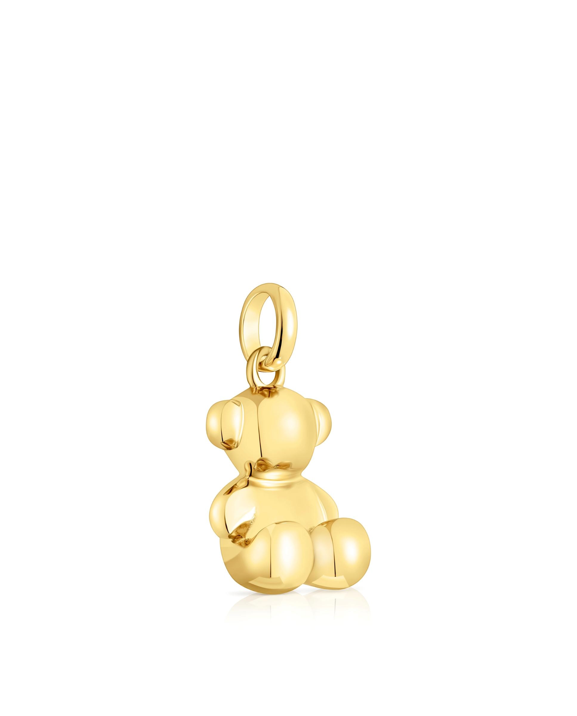 Pendente Bold Bear Urso Médio Banhado em Ouro 18 Kt Sobre Prata Dourado-2