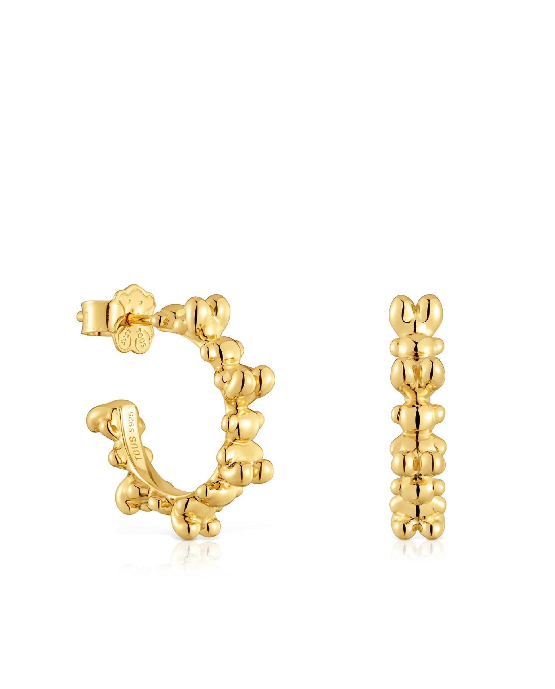 Brincos de Aro Bold Bear com Banho de Ouro 18 Kt Sobre Prata Dourado-1
