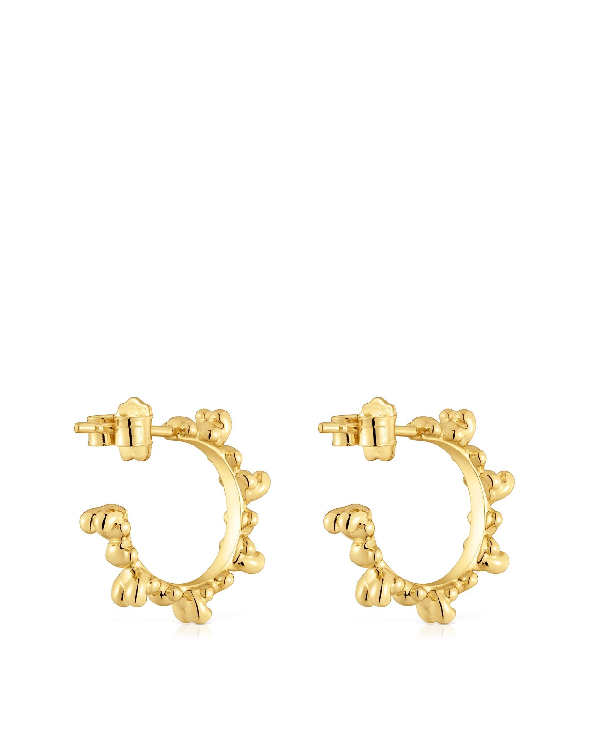 Brincos de Aro Bold Bear com Banho de Ouro 18 Kt Sobre Prata Dourado-3