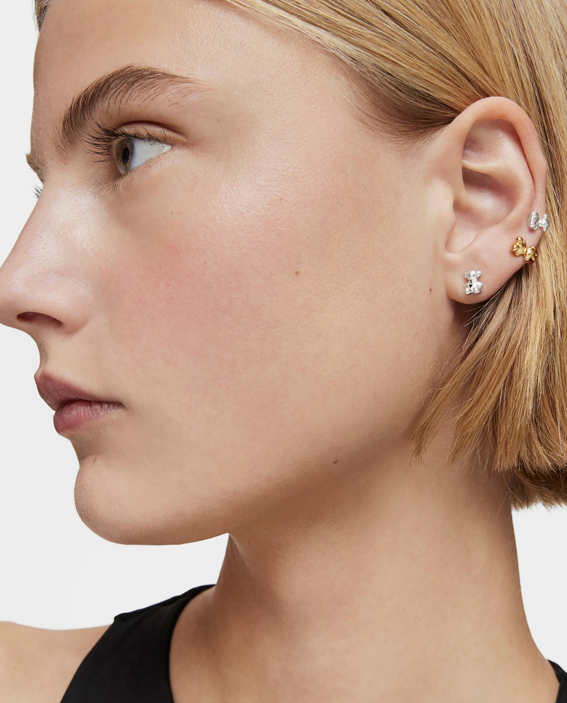 Brincos Bold Bear Urso de Prata Prateado-5