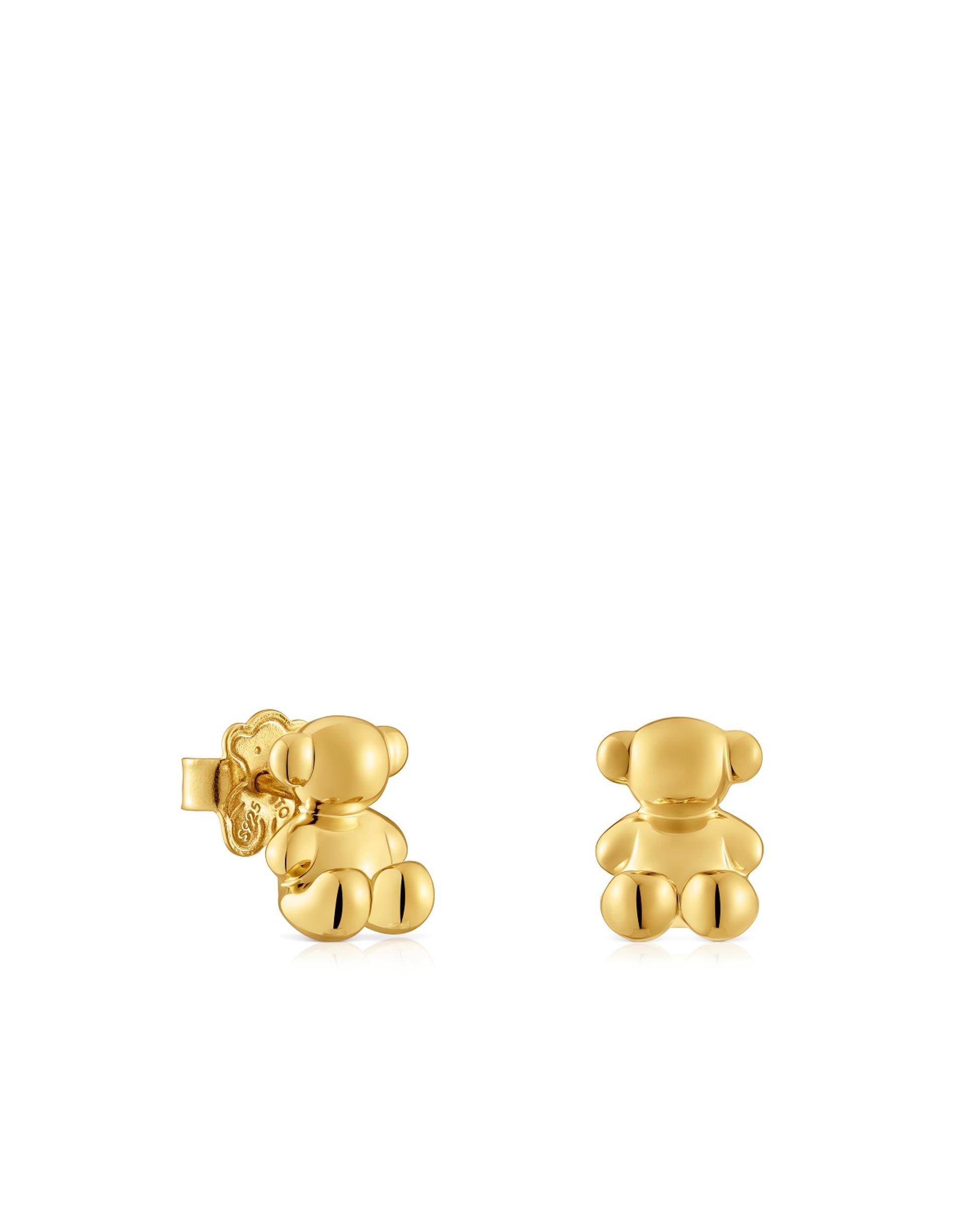 Brincos Bold Bear com Urso com Banhados em Ouro 18kt sobre Prata Ouro-1