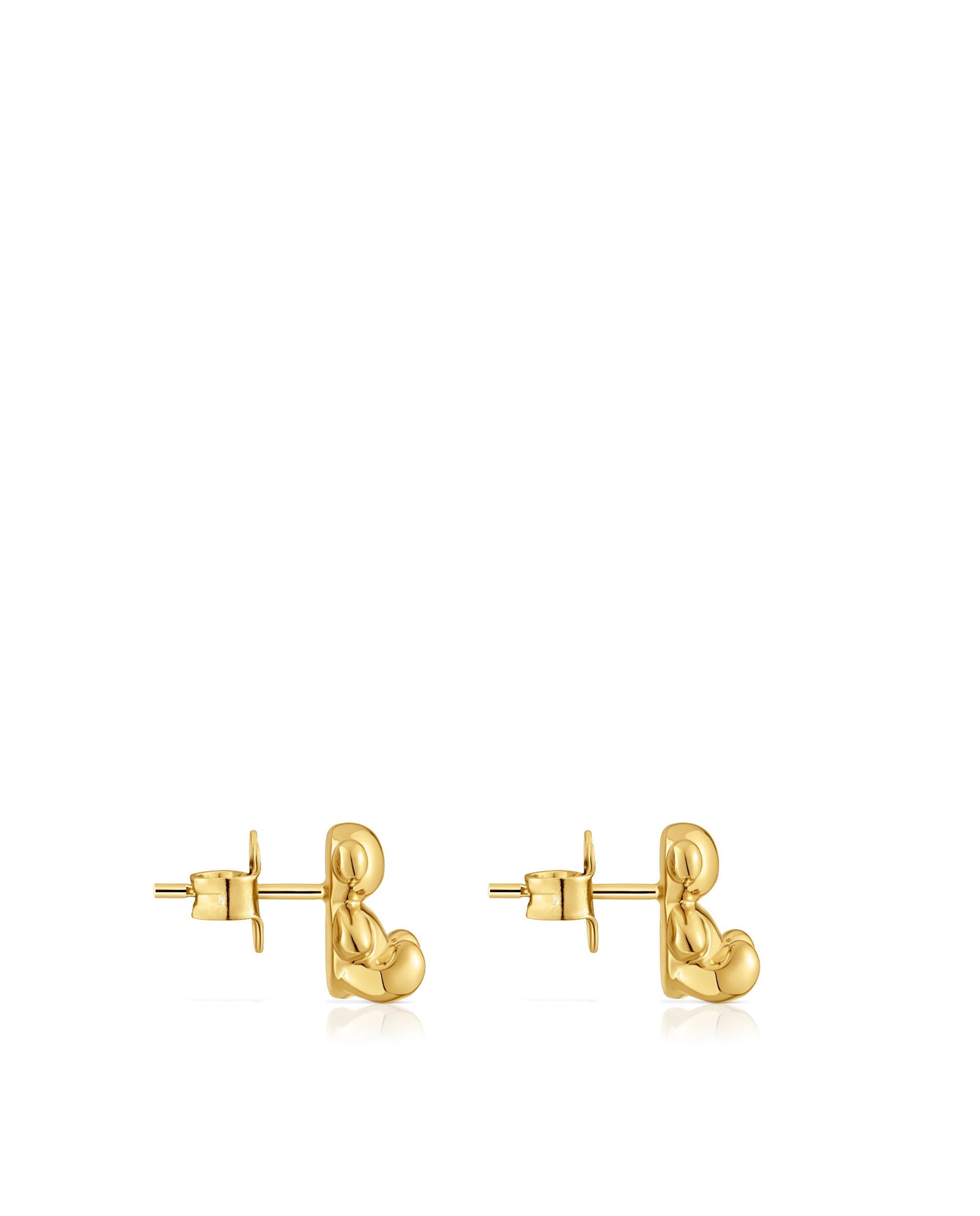 Brincos Bold Bear com Urso com Banhados em Ouro 18kt sobre Prata Ouro-2