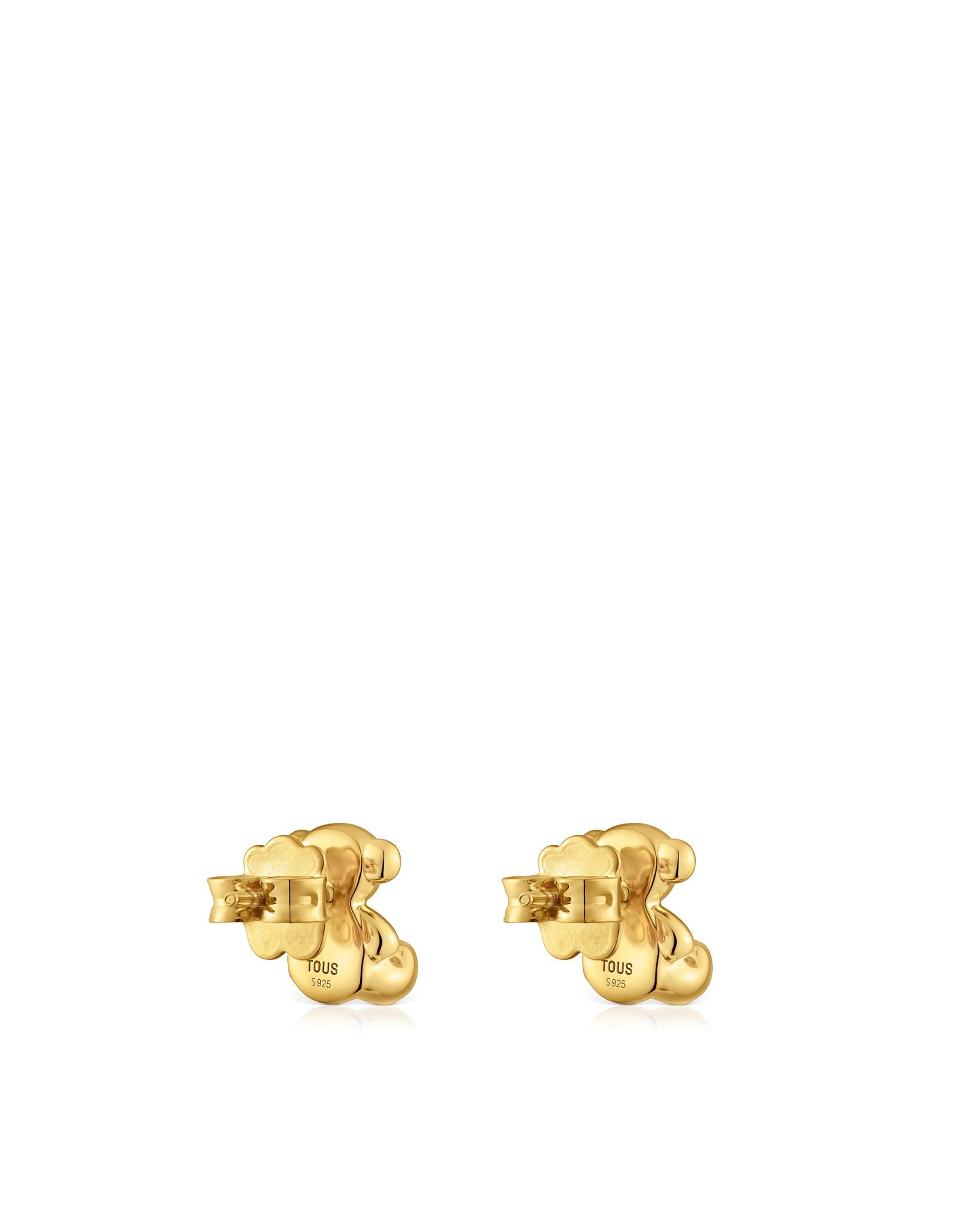 Brincos Bold Bear com Urso com Banhados em Ouro 18kt sobre Prata Ouro-3