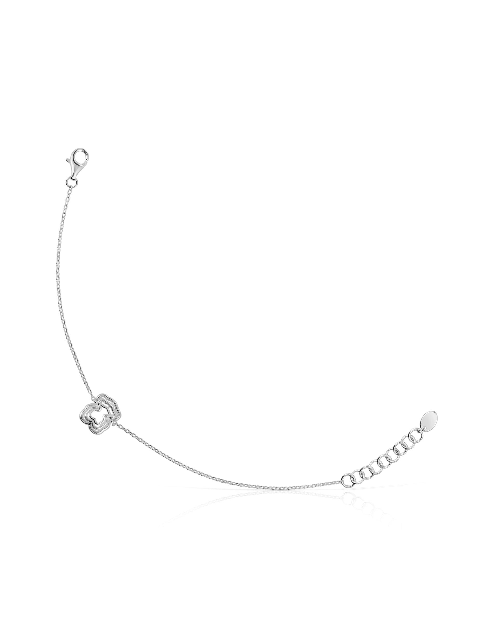 Pulseira de Corrente Bickie Tripla Urso de Prata Prateado-1