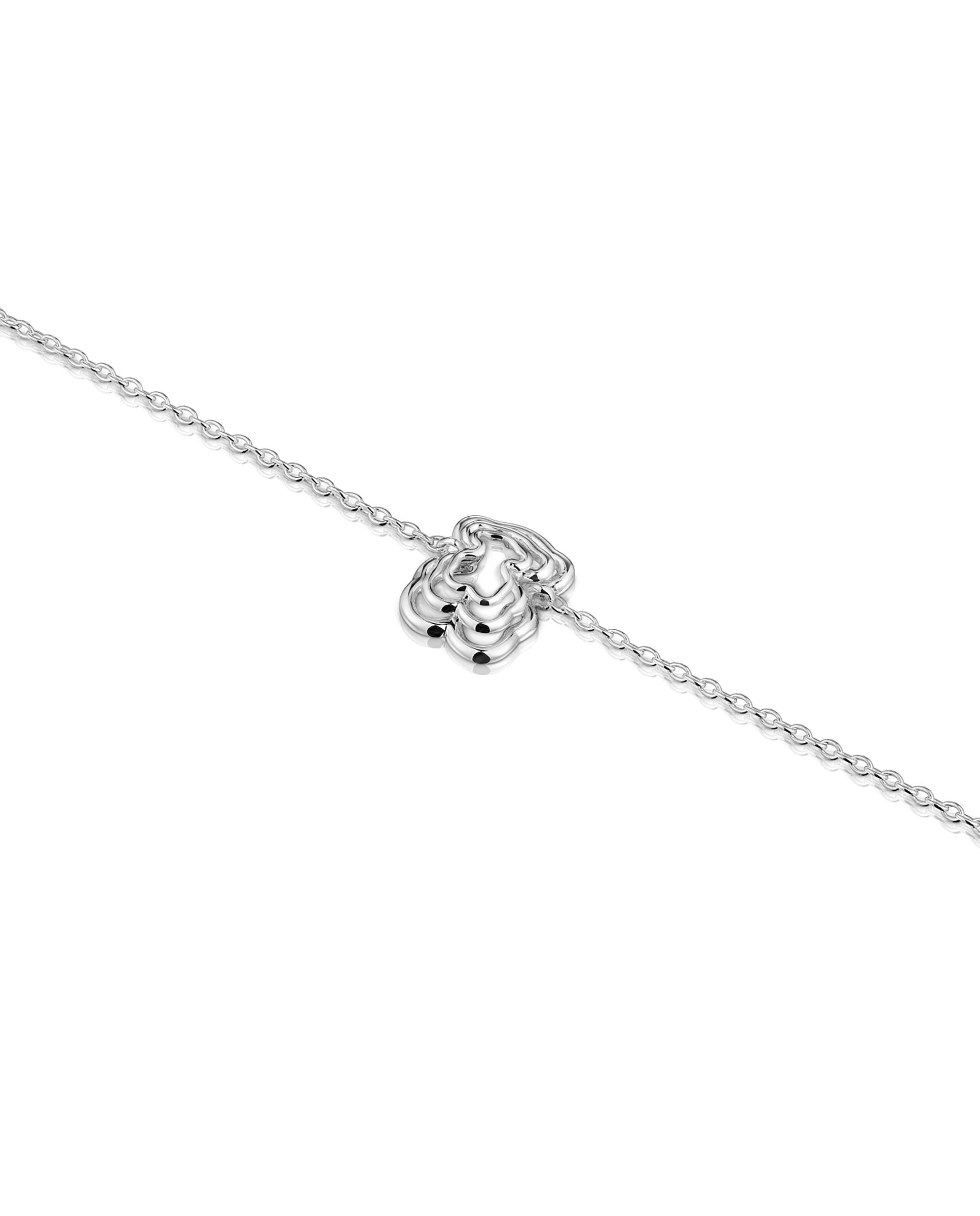 Pulseira de Corrente Bickie Tripla Urso de Prata Prateado-3
