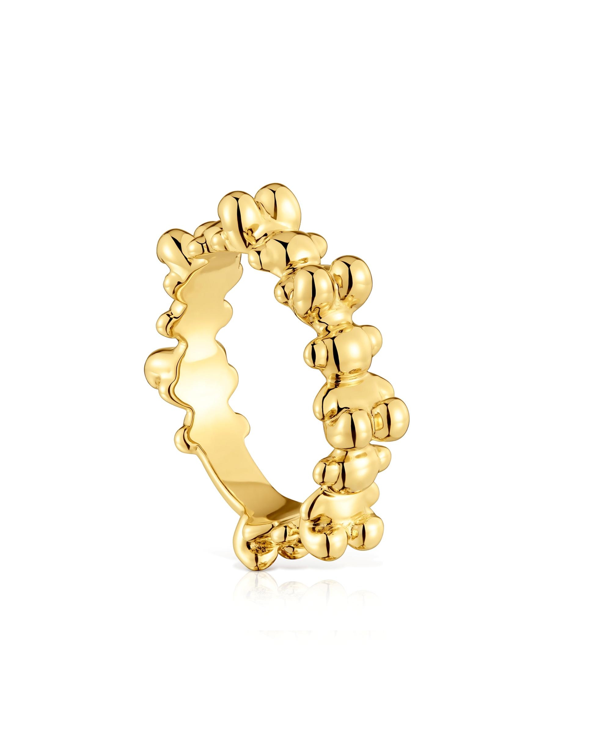 Imagem 0 de Anel Bold Bear Médio Banhado a Ouro 18 Kt em Prata com Ursos