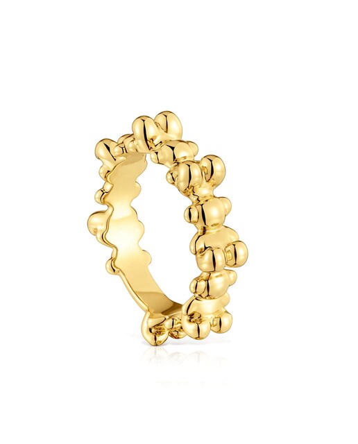 Imagem 0 de Anel Bold Bear Médio Banhado a Ouro 18 Kt em Prata com Ursos