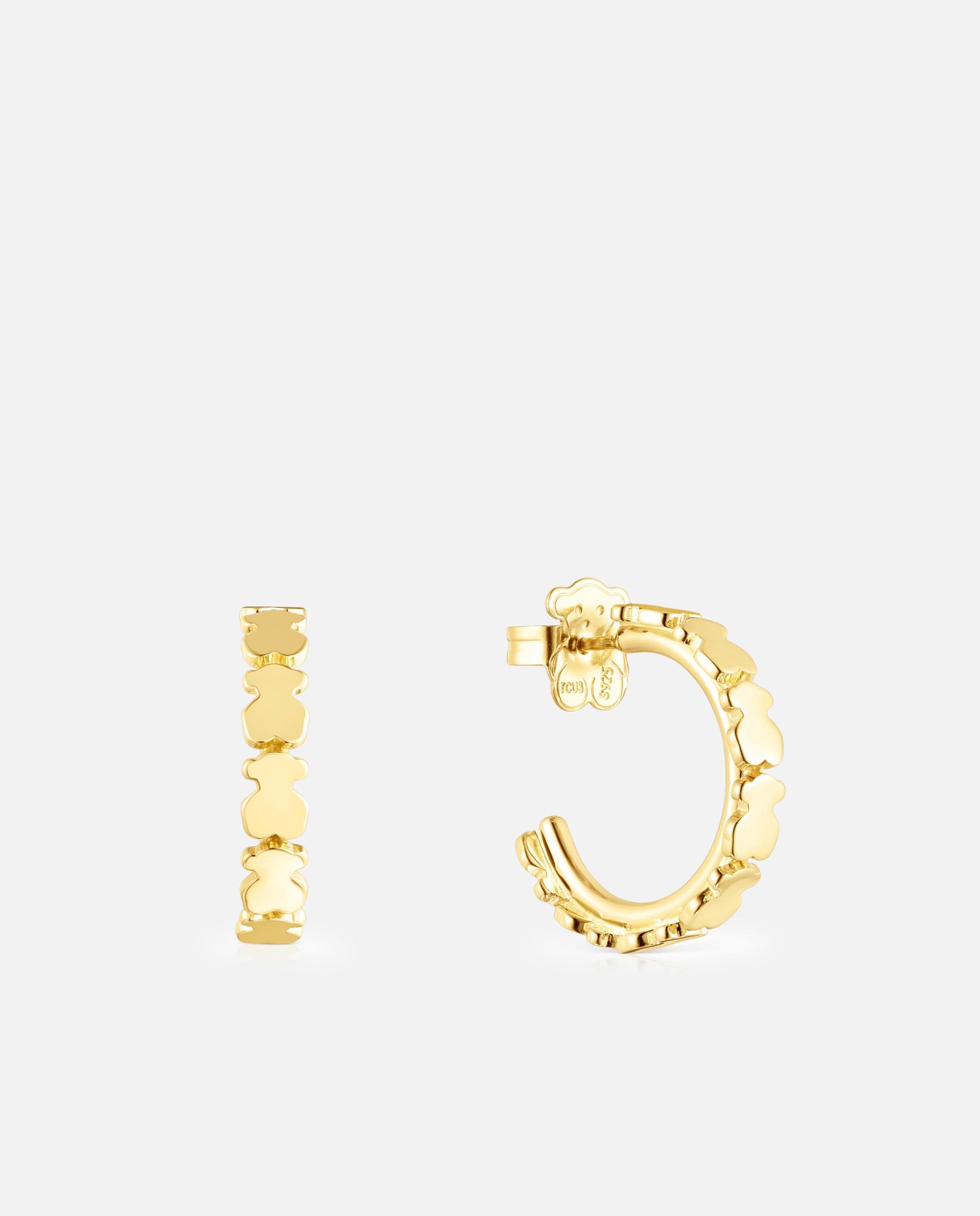Brincos de Aro Straight Banhados em Ouro 18 Kt Sobre Prata Dourado-1