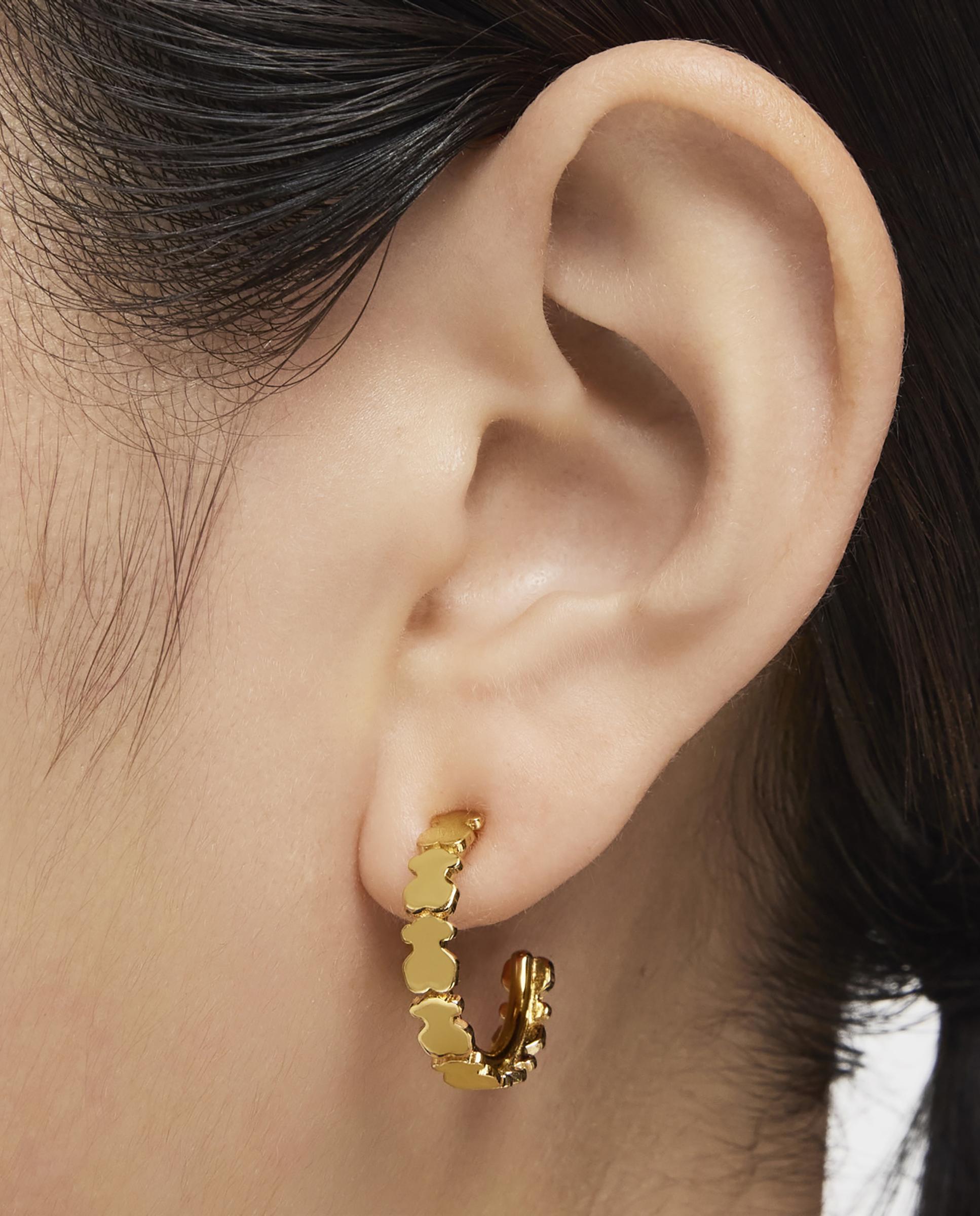 Brincos de Aro Straight Banhados em Ouro 18 Kt Sobre Prata Dourado-6