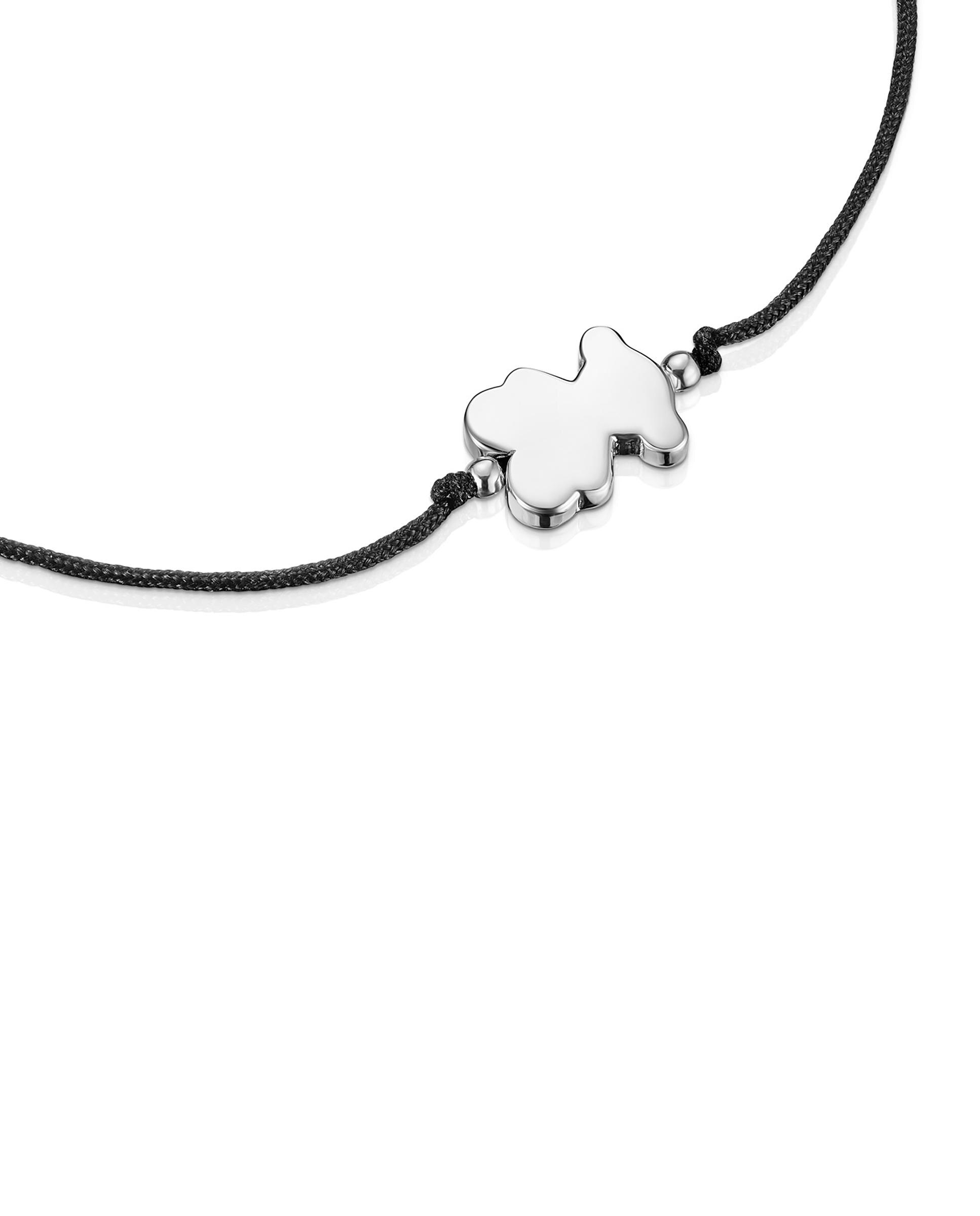 Pulseira de Cordão Sweet Dolls de Prata e Nylon em Preto com Urso Multicolor-3