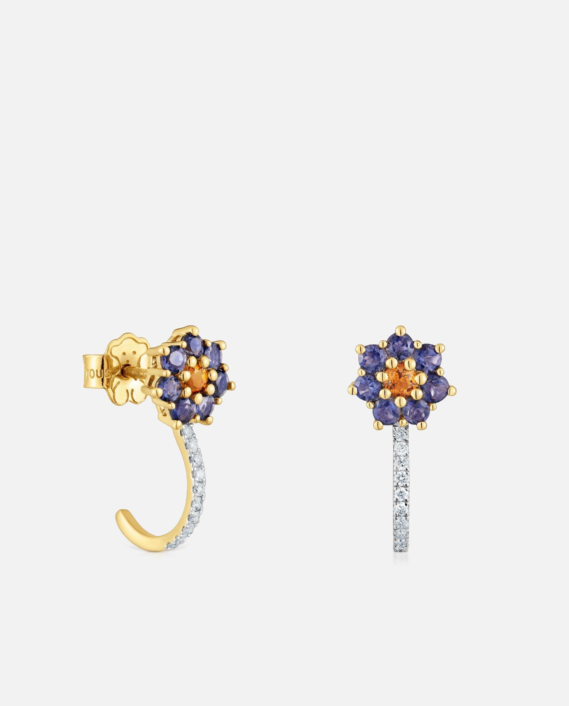 Brincos Daisy de Ouro com Gemas e Diamantes Multicolor-1