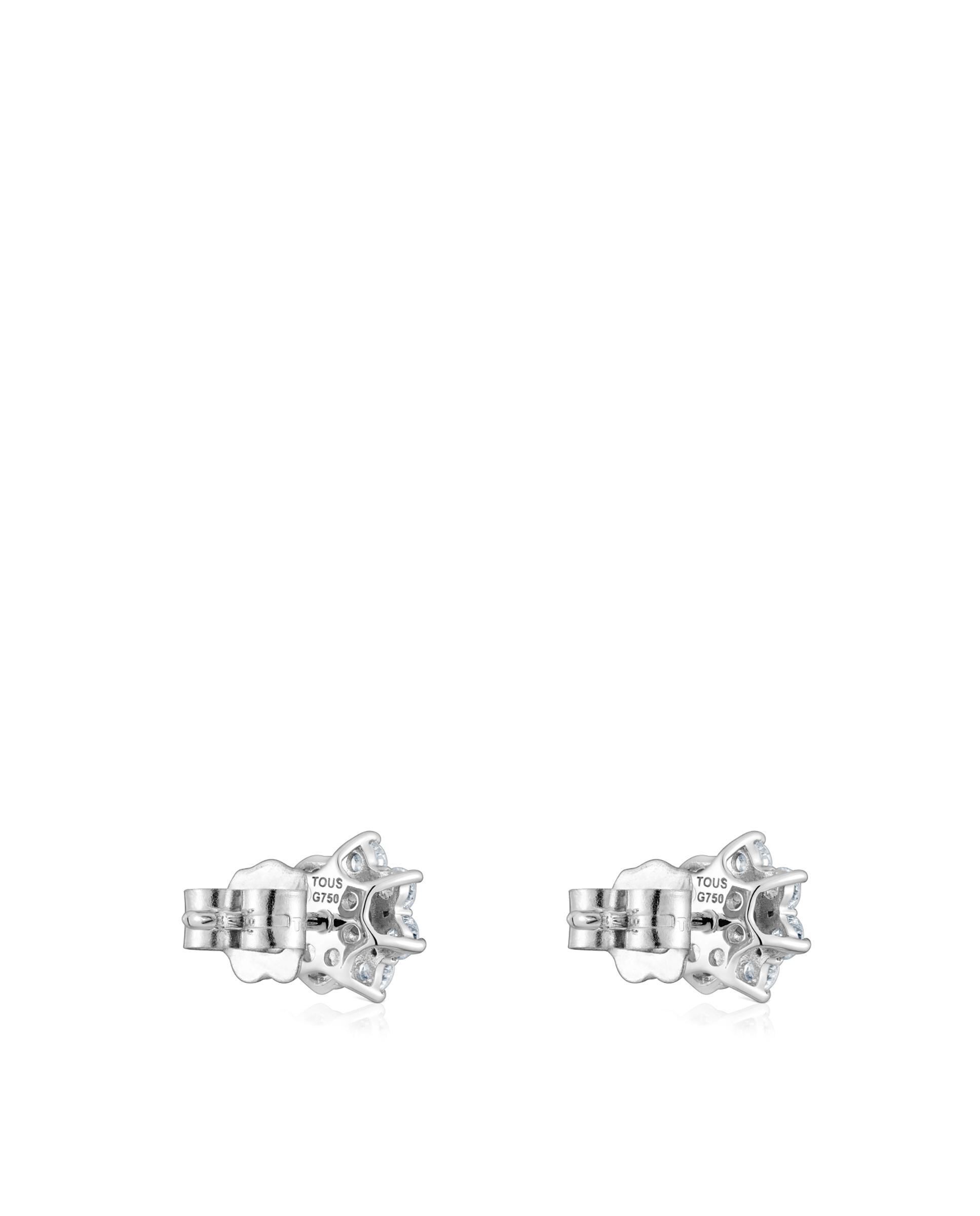 Brincos Daisy de Ouro Branco e Diamantes Prata-3