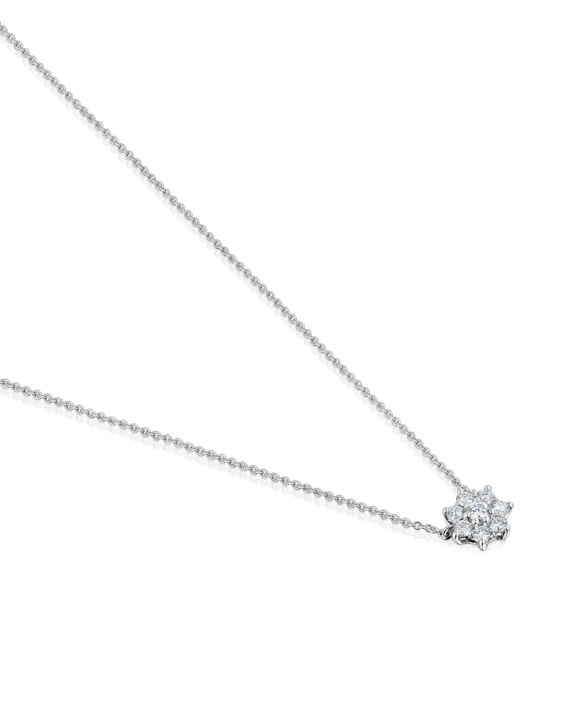Corrente com Pendente Daisy de Ouro Branco e Diamante Prateado-2
