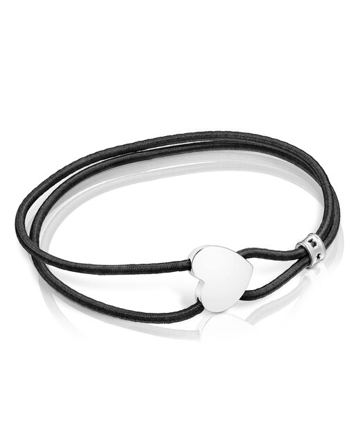 Imagem 0 de Pulseira Sweet Dolls Elástica em Preto com Coração de Prata