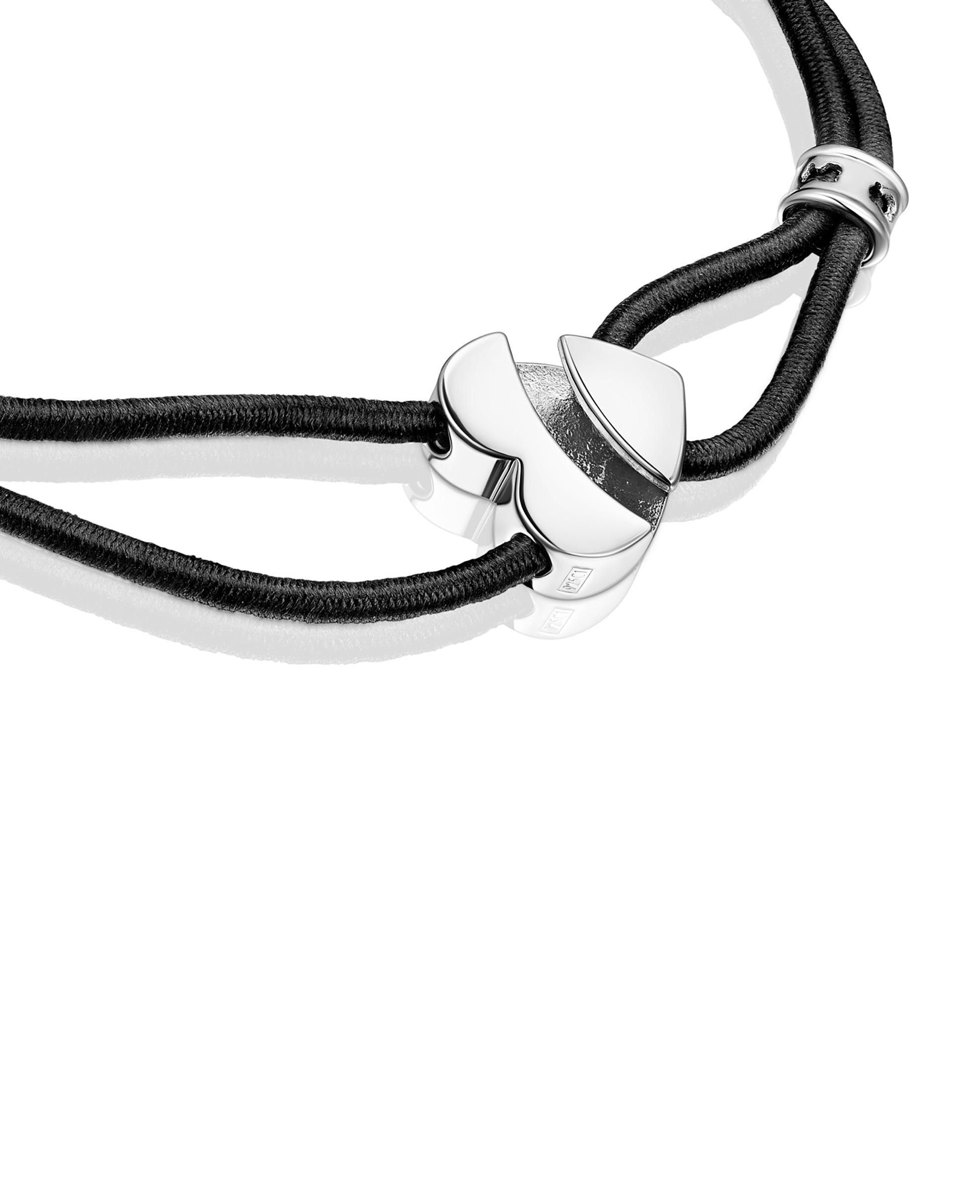 Pulseira Sweet Dolls Elástica Preta com Coração de Prata Preto-3